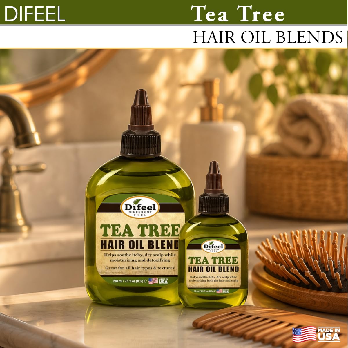 Difeel Tea Tree Hair Oil Blend 7.1 Ounces - Lightweight Hair and Scalp Treatment f - Difeel Official Product View 4