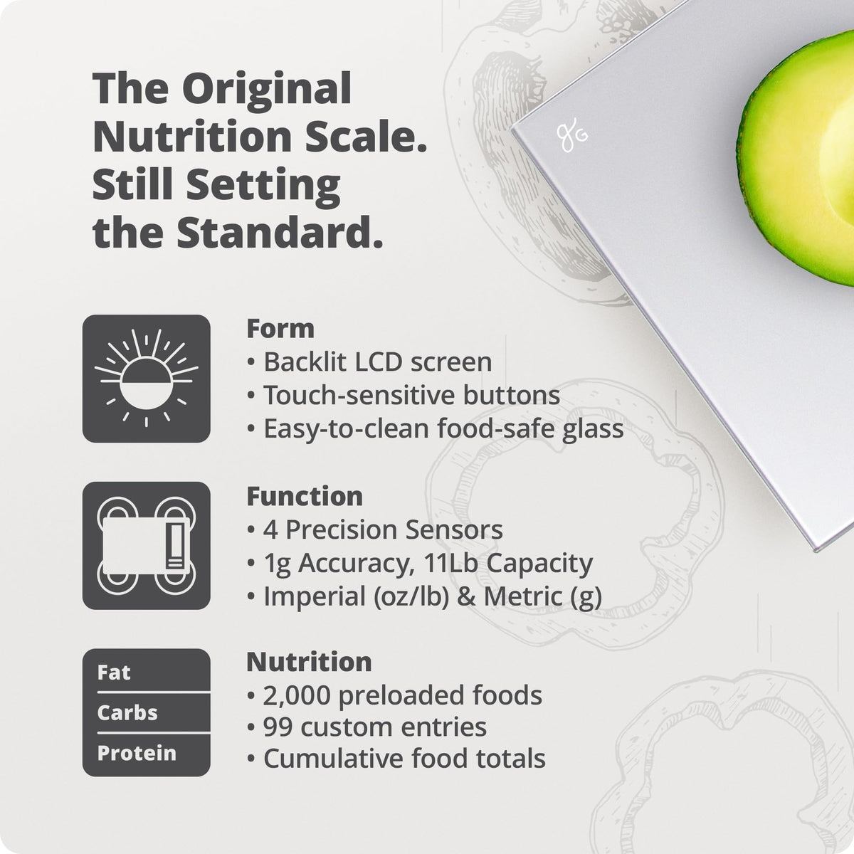 Greater Goods Food Scale with Nutrition Calculator 2 000 - Greater Goods Official Imagery - 4