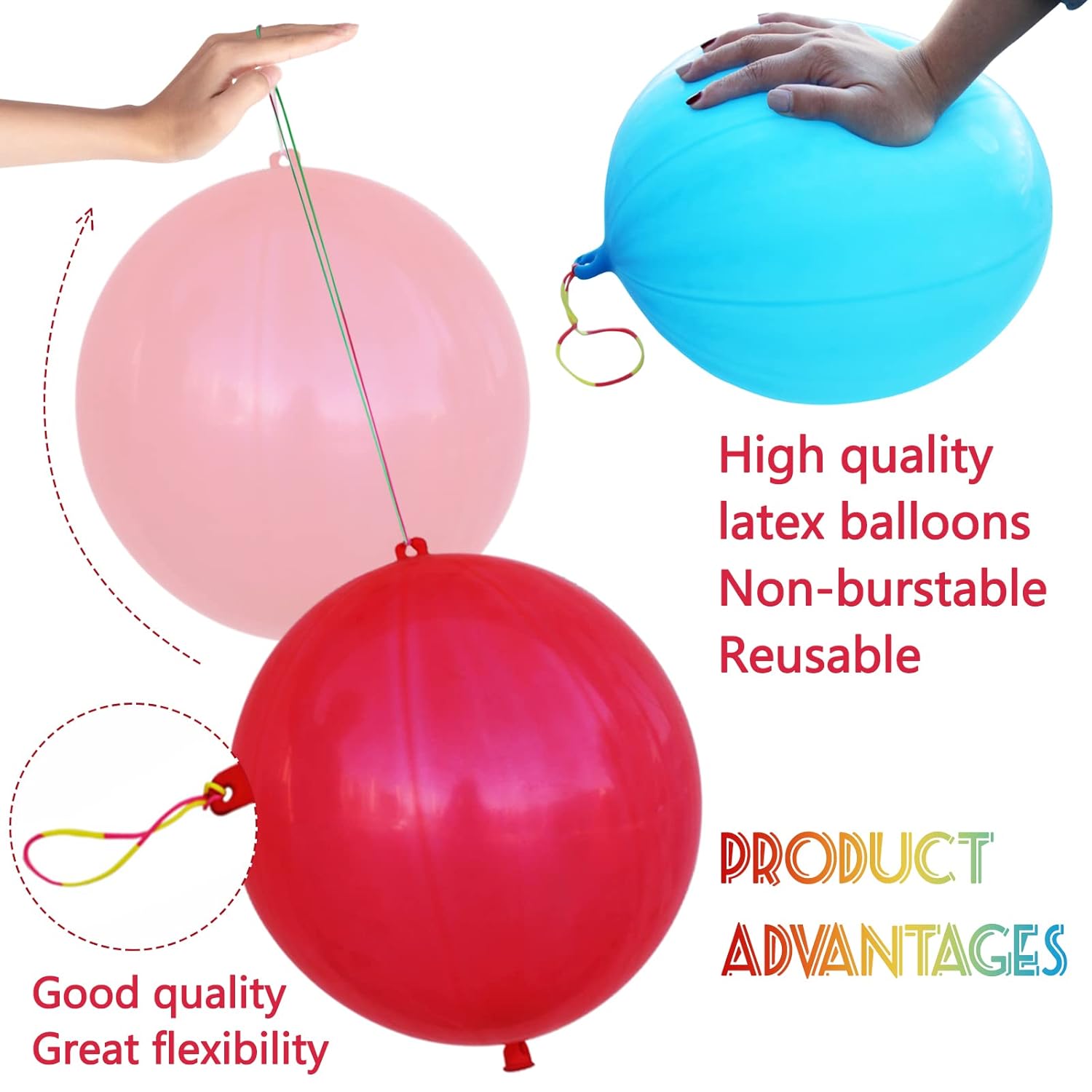 Set of 41 thickened neon punch balloons by LEEZZIZZ, heavy-duty punching balloons for fun party activities and celebrations.
