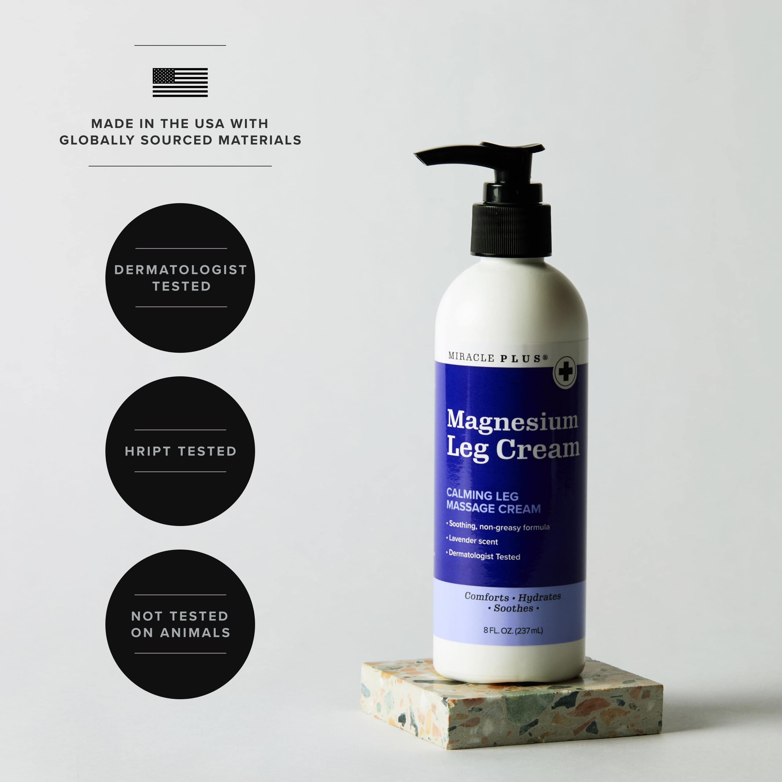 Miracle Plus Magnesium Cream for Leg Relief – Calming Lotion, 2-Pack