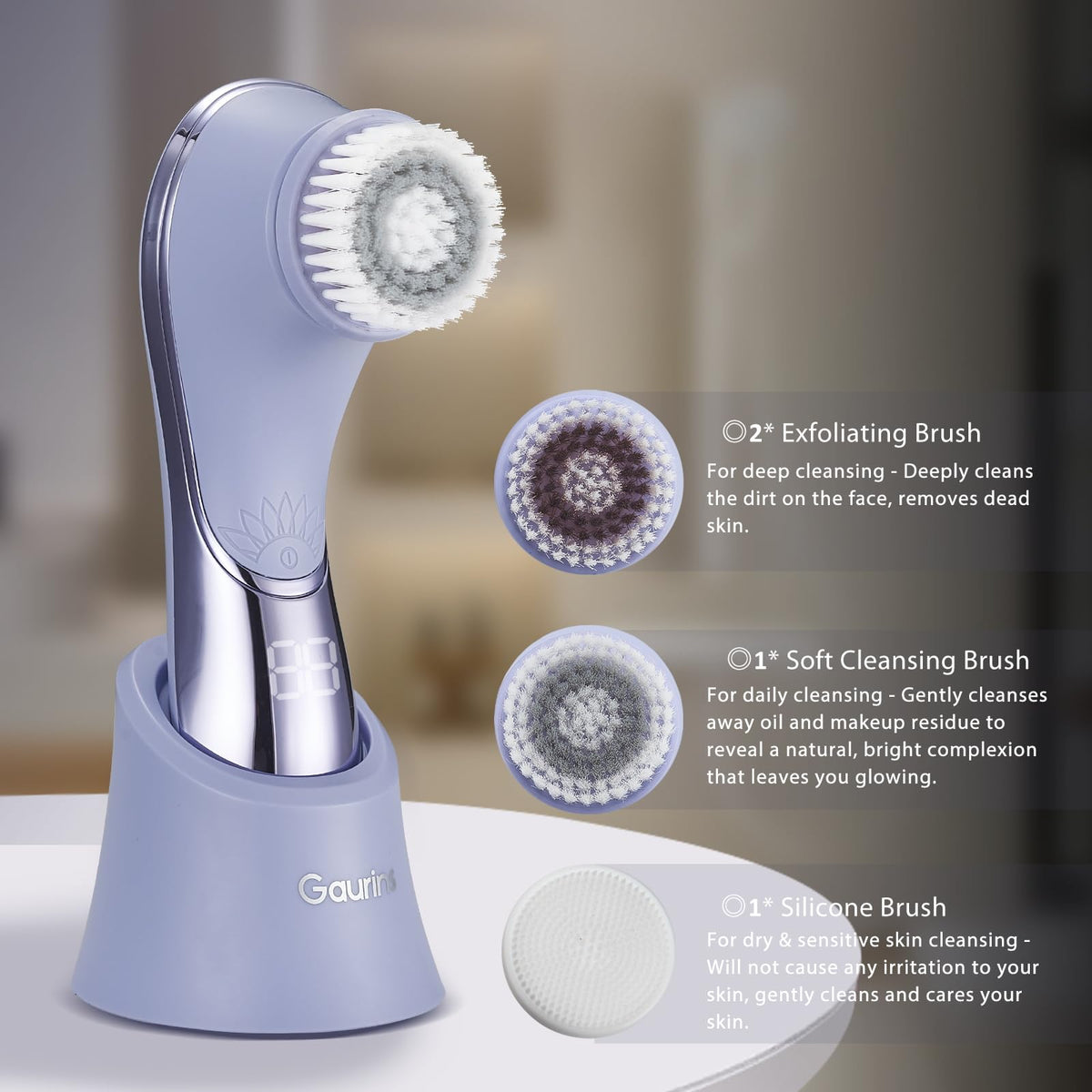 Facial Cleansing Brush Rechargeable Electric Face Scrubber 2 - Gaurins Official Imagery - 4