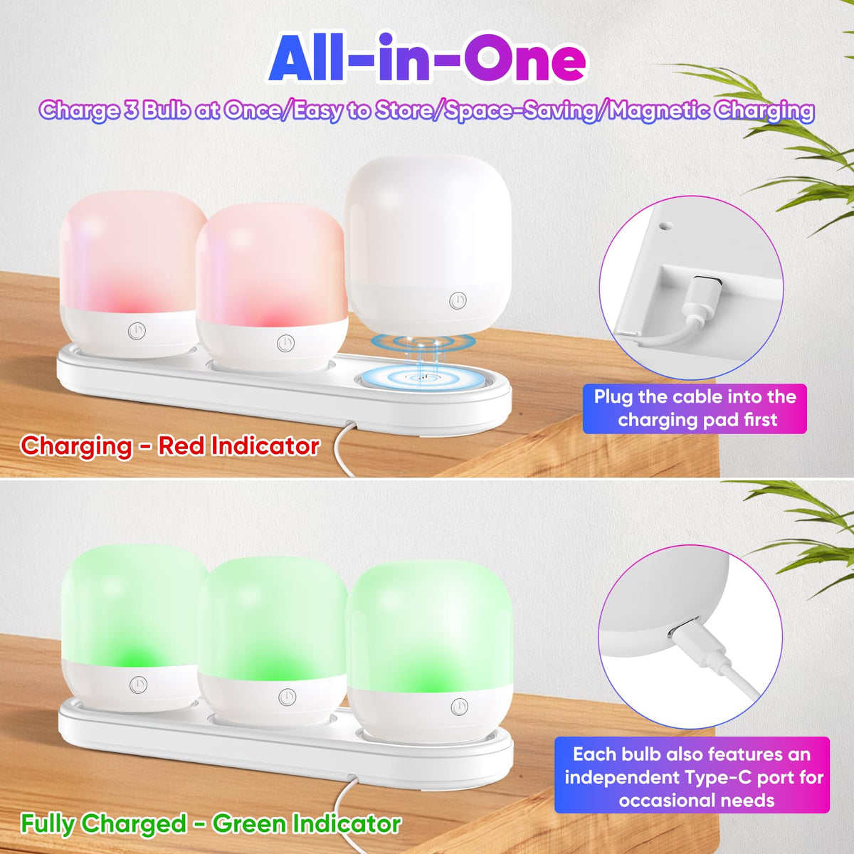 Rechargeable Battery Operated Light Bulb Set with 3 in 1 - Yochoice Official Imagery - 3