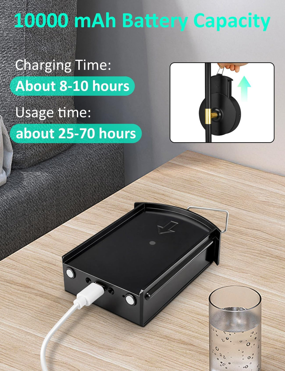 Wall Sconces Battery Operated Set of 2 10000mAh Rechargeable - TOOWELL Official Imagery - 3
