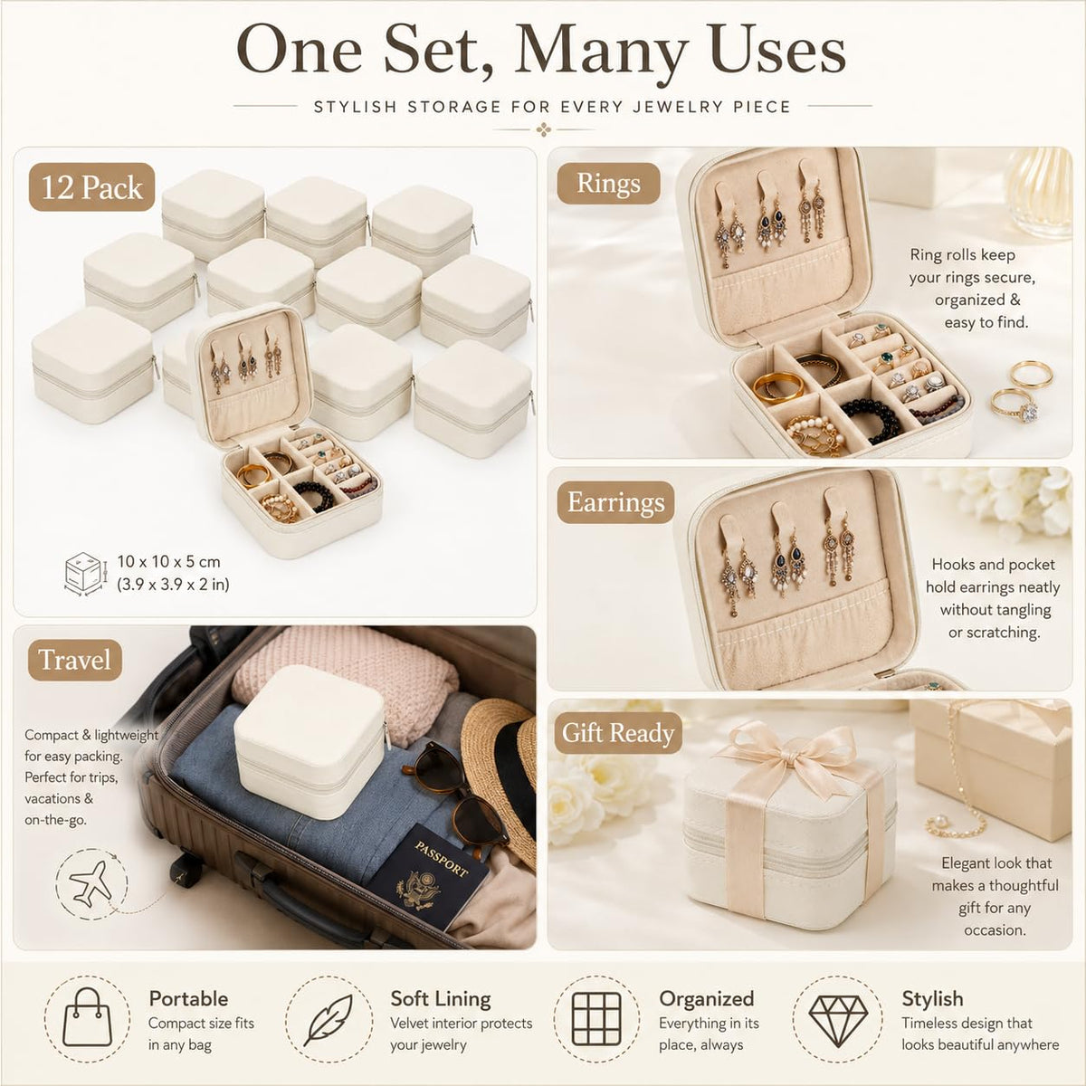12 PCS Travel Jewelry Case Small Jewelry Box Mini Leather - LDHHYH Official Imagery - 7