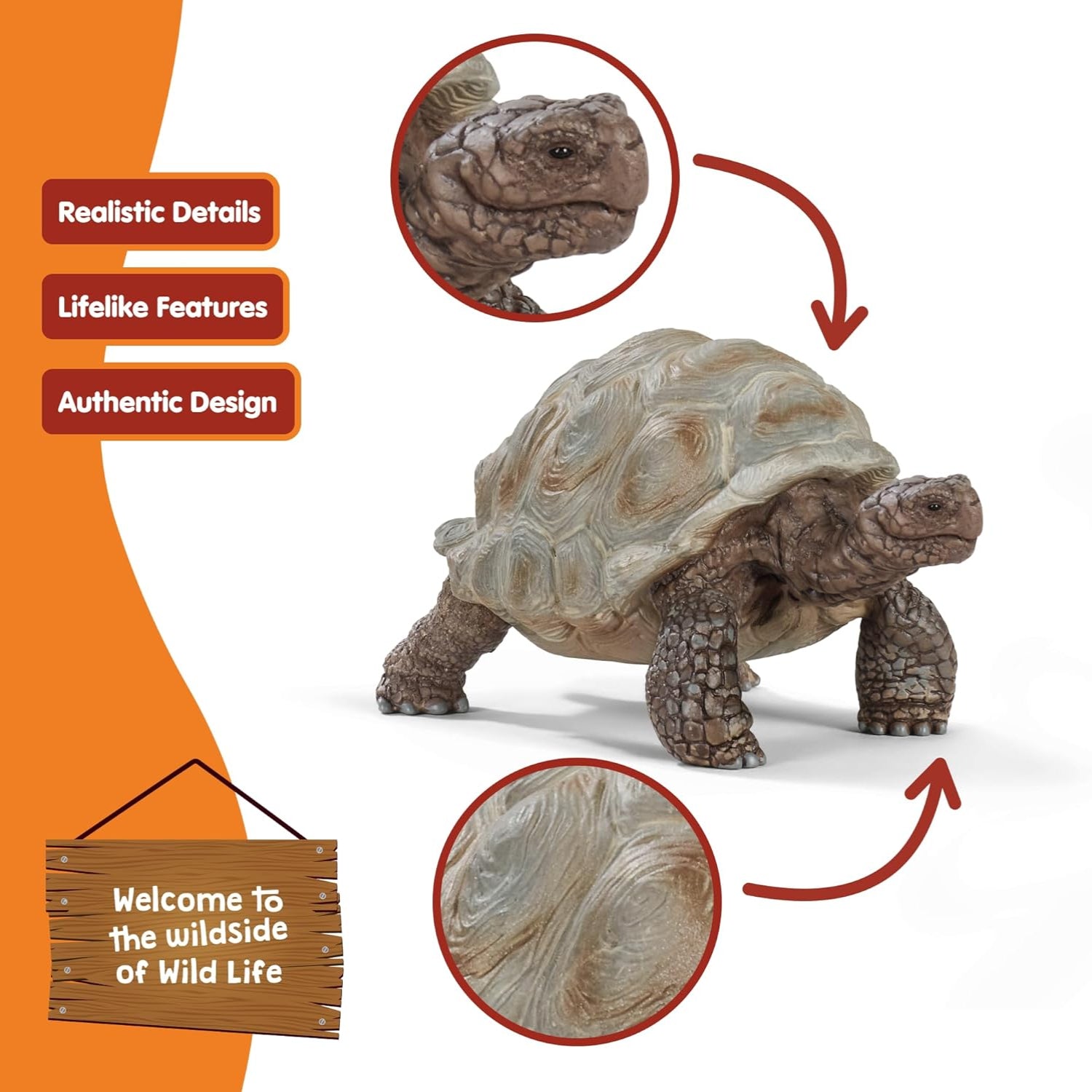 Schleich Wild Life Galapagos Giant Tortoise figure, realistic plastic turtle toy showing detailed shell and textured skin.
