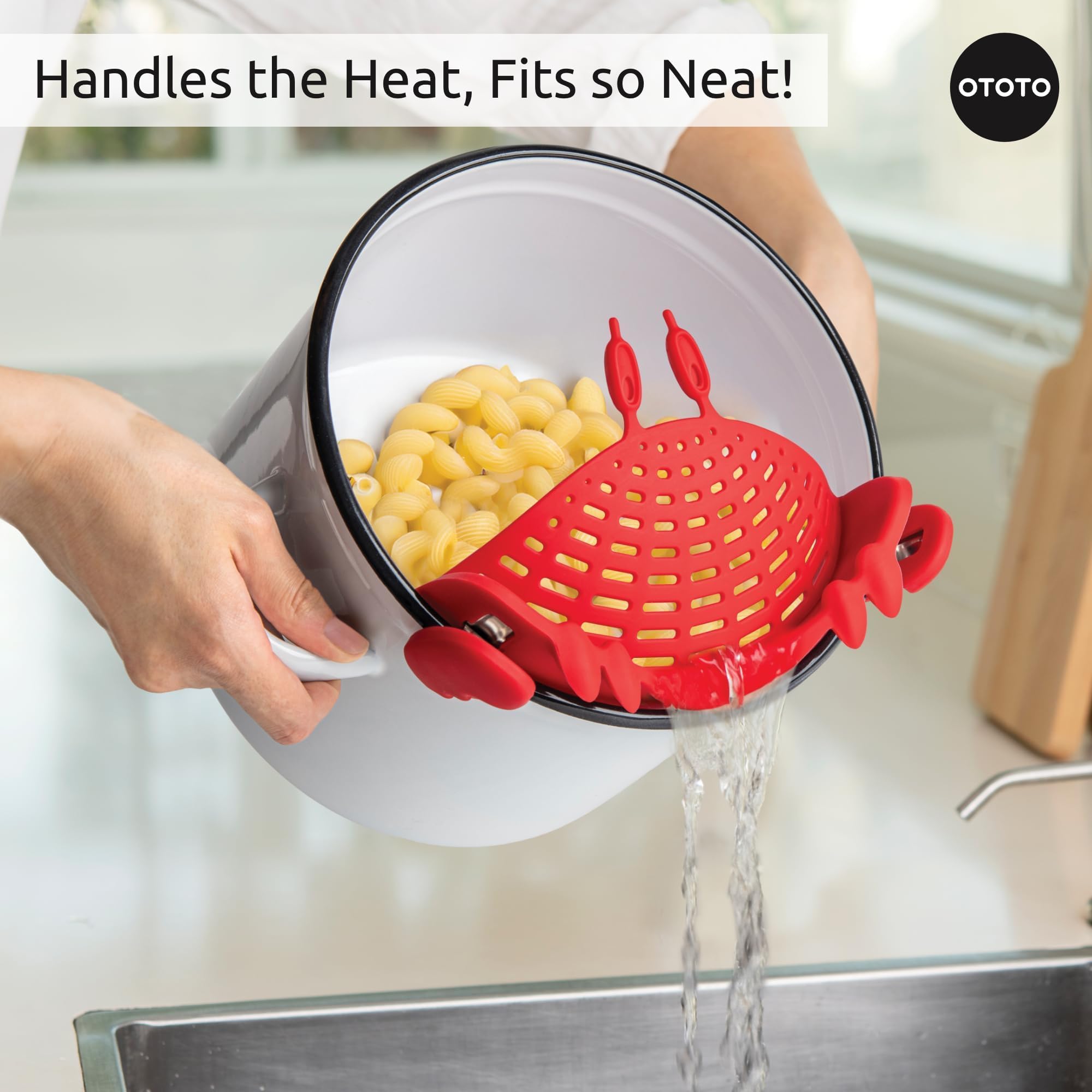OTOTO Crab Clip-On Strainer - Silicone Pasta Strainer with Stainless S - View 6
