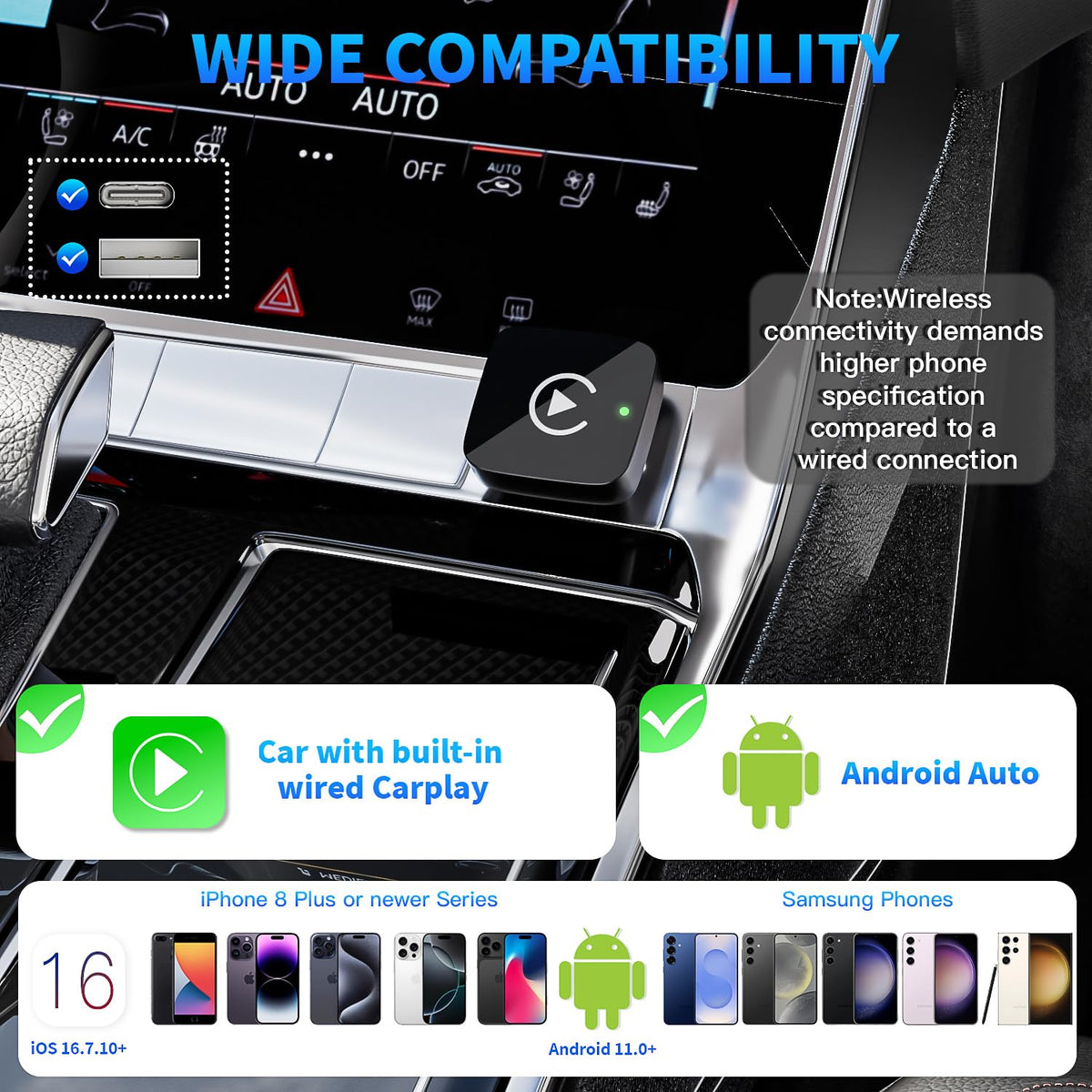2 in 1 Wireless CarPlay and Android Auto Adapter for iPhone - WeekBack Official Imagery - 7