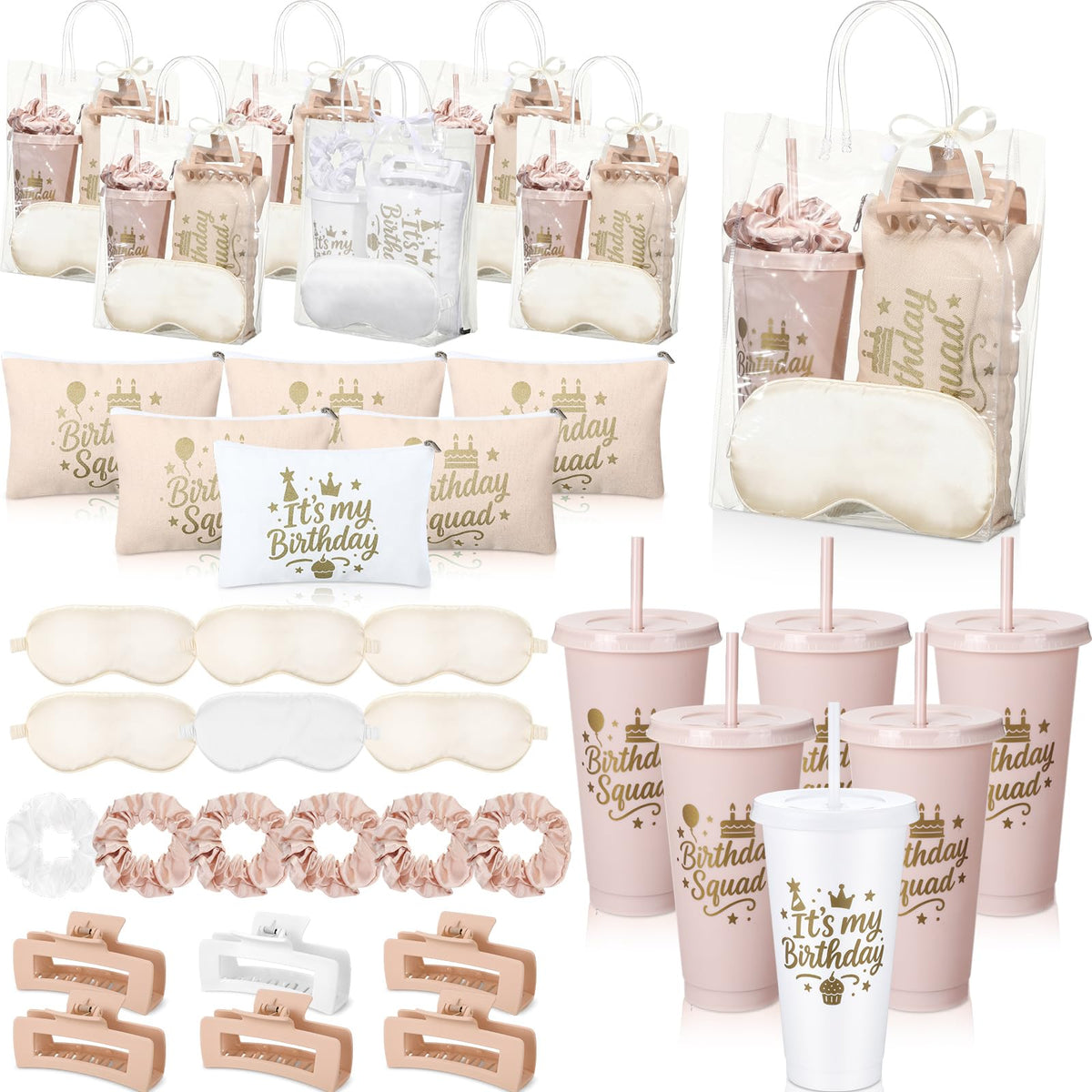 Birthday Squad Party Favors for Women Pink White 6 Sets - Ferrochef Official Imagery - 8