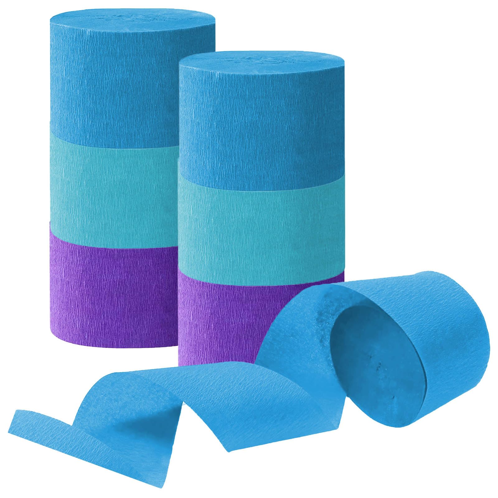 Blue and Purple Crepe Paper Streamers, Party Streamer - Product Imagery