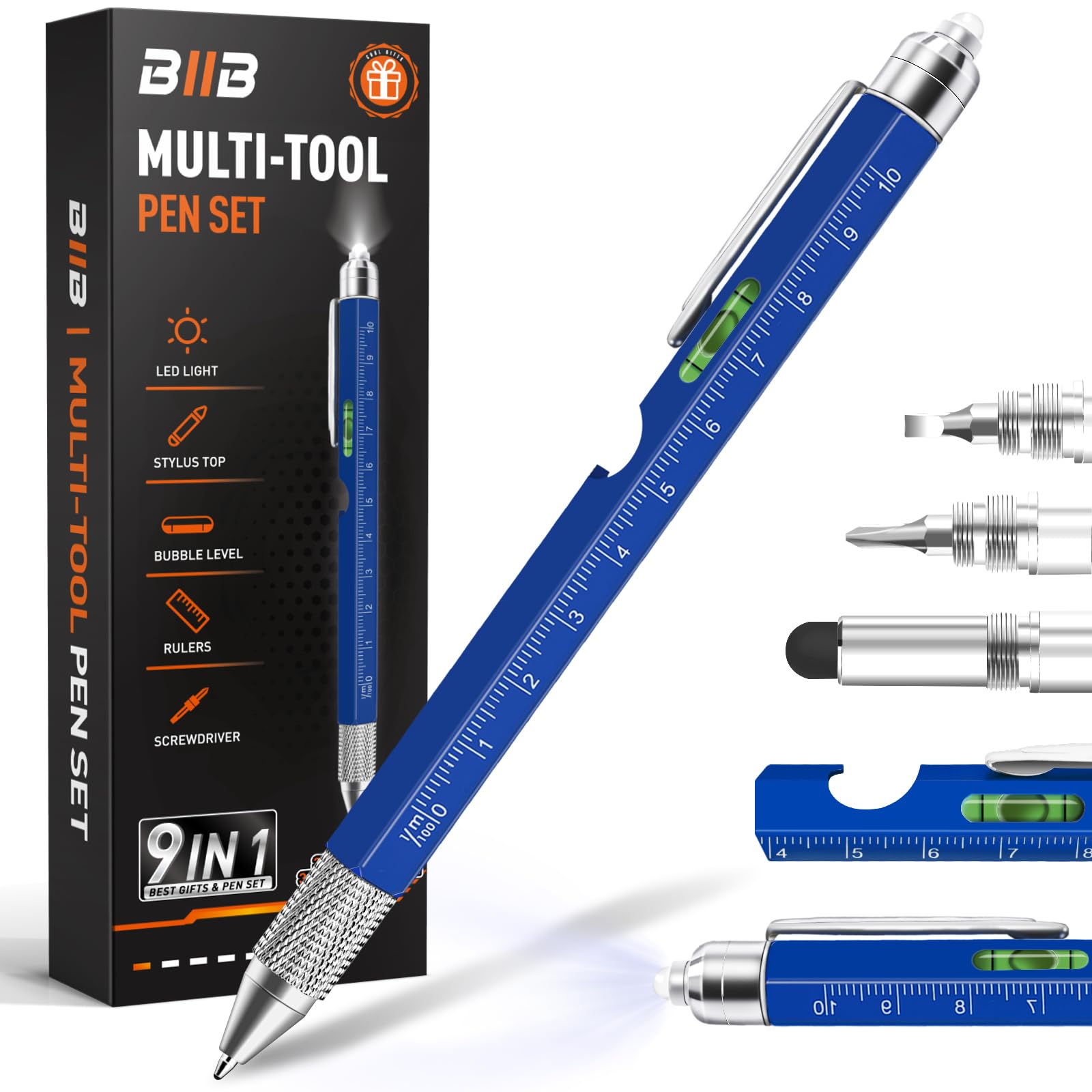 BIIB Gifts for Men 9-in-1 Multitool Pen, Stocking Stuffers for Me by BIIB - Angle View 10