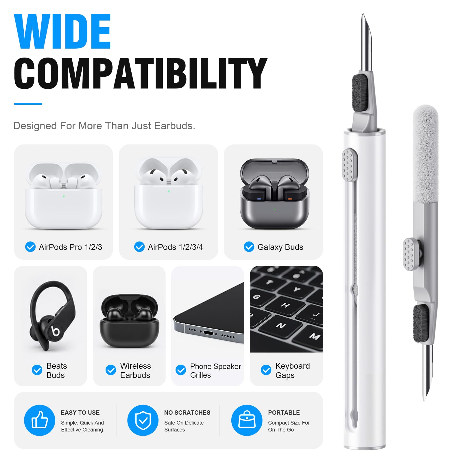 Hyashee Cleaner Kit for AirPods Pro 3/2/1, 3-in-1 Earbud Cleaning by Hyashee - Angle View 6