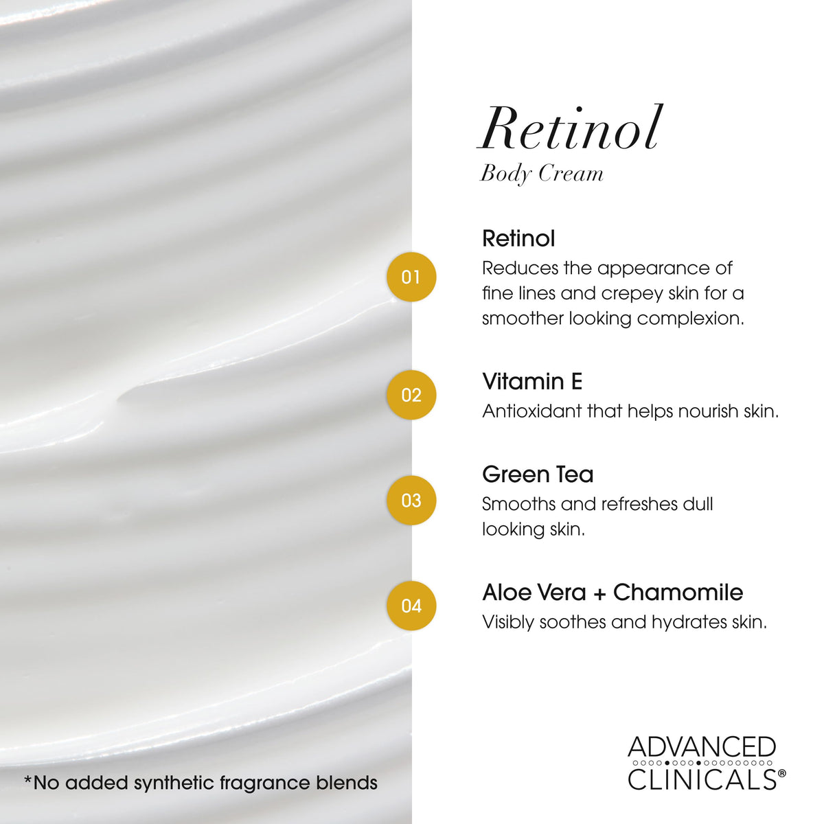 Advanced Clinicals Retinol Cream Collagen Peptides Body - Advanced Clinicals Official Imagery - 5
