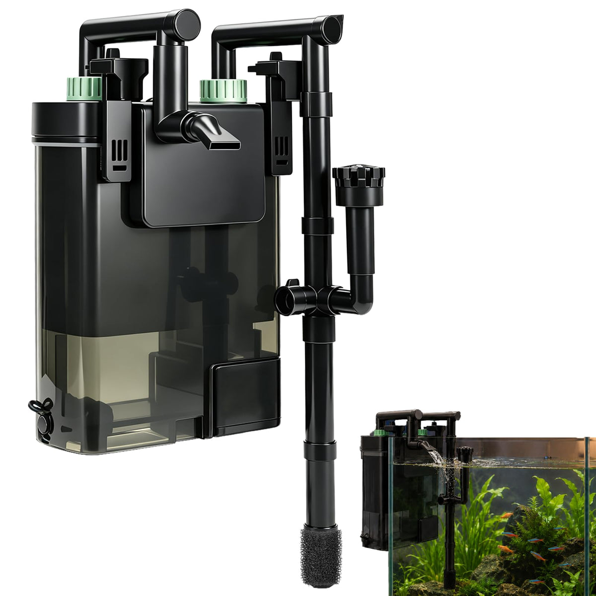 External Hang On Back Canister Aquarium Filter Quiet Fish - Etnorsu Official Imagery - 1