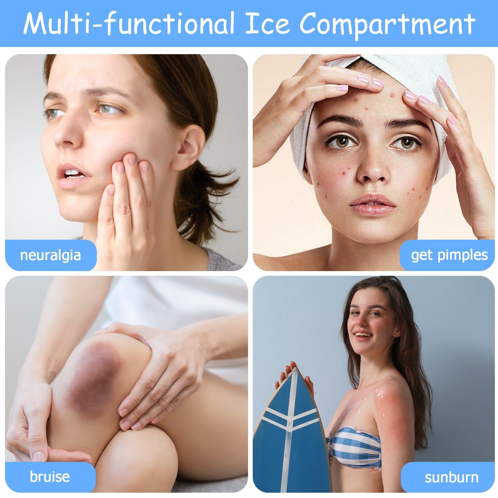 WBHLMZIR 3-pack ice roller for face showing smooth, rounded ice rollers used to de-puff and soothe skin.