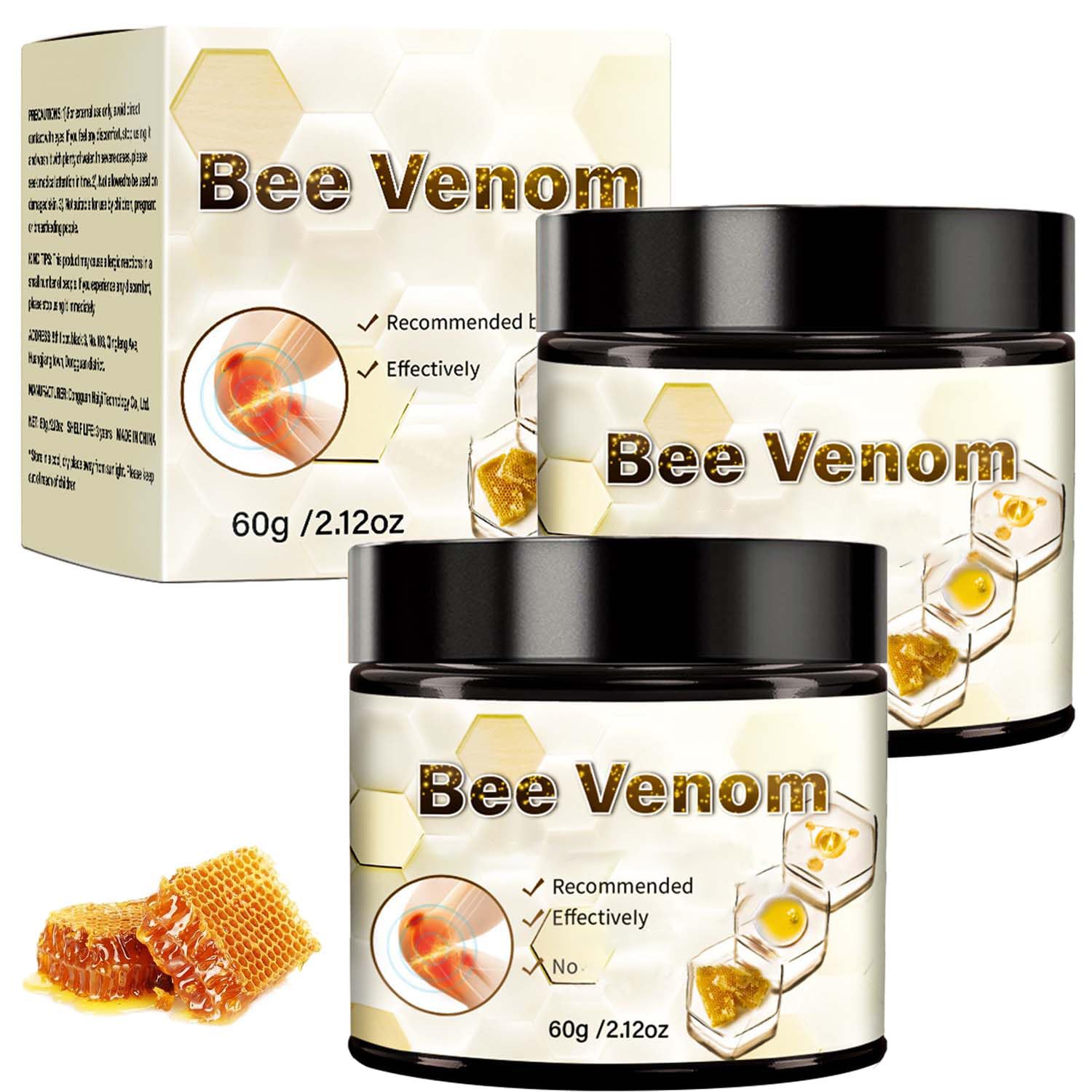 KEBEGE 2-piece bee venom cream set for skin moisturizer, suitable for back, neck, hands, and feet application.