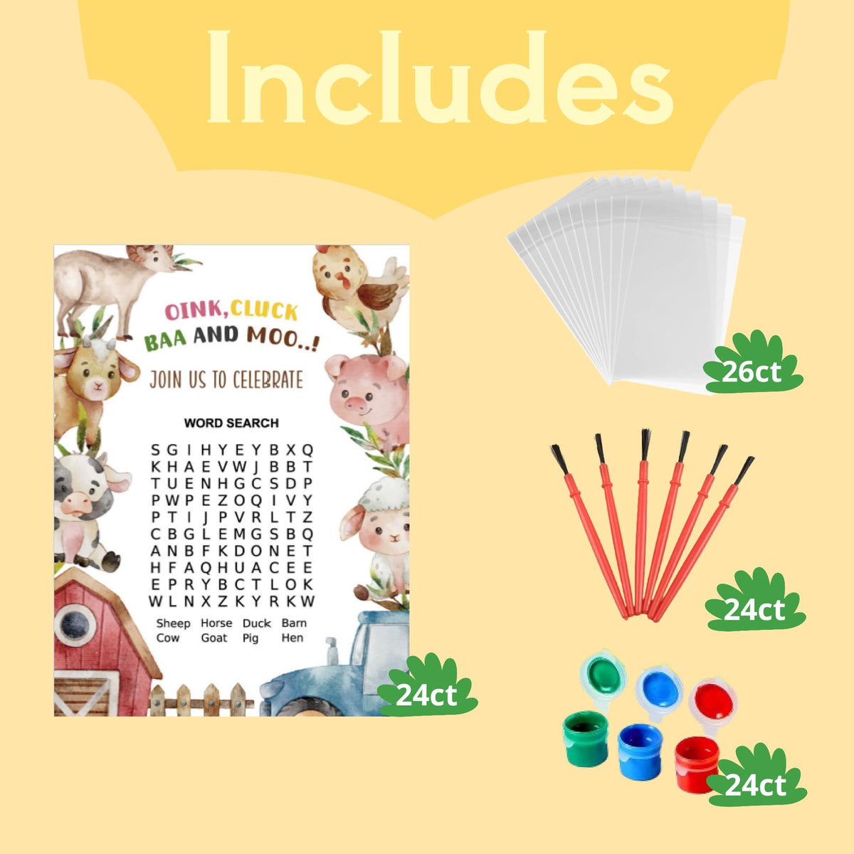 24PCS Farm Animals Party Favors - GEECOZYLIFE Official Imagery - 6