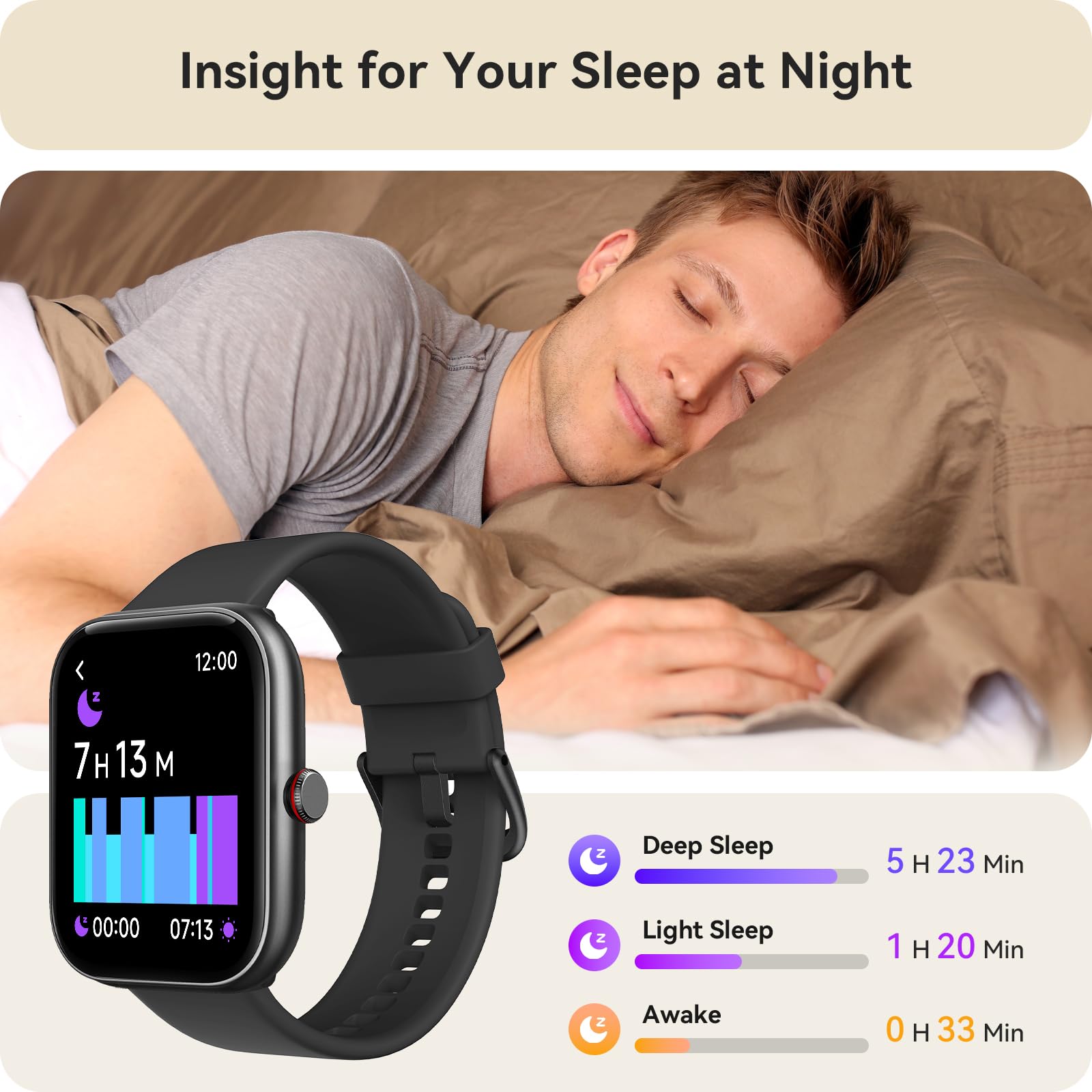 Yoever Smart Watch for Women Men, Smartwatch for iPhone & Android Blue - View 4
