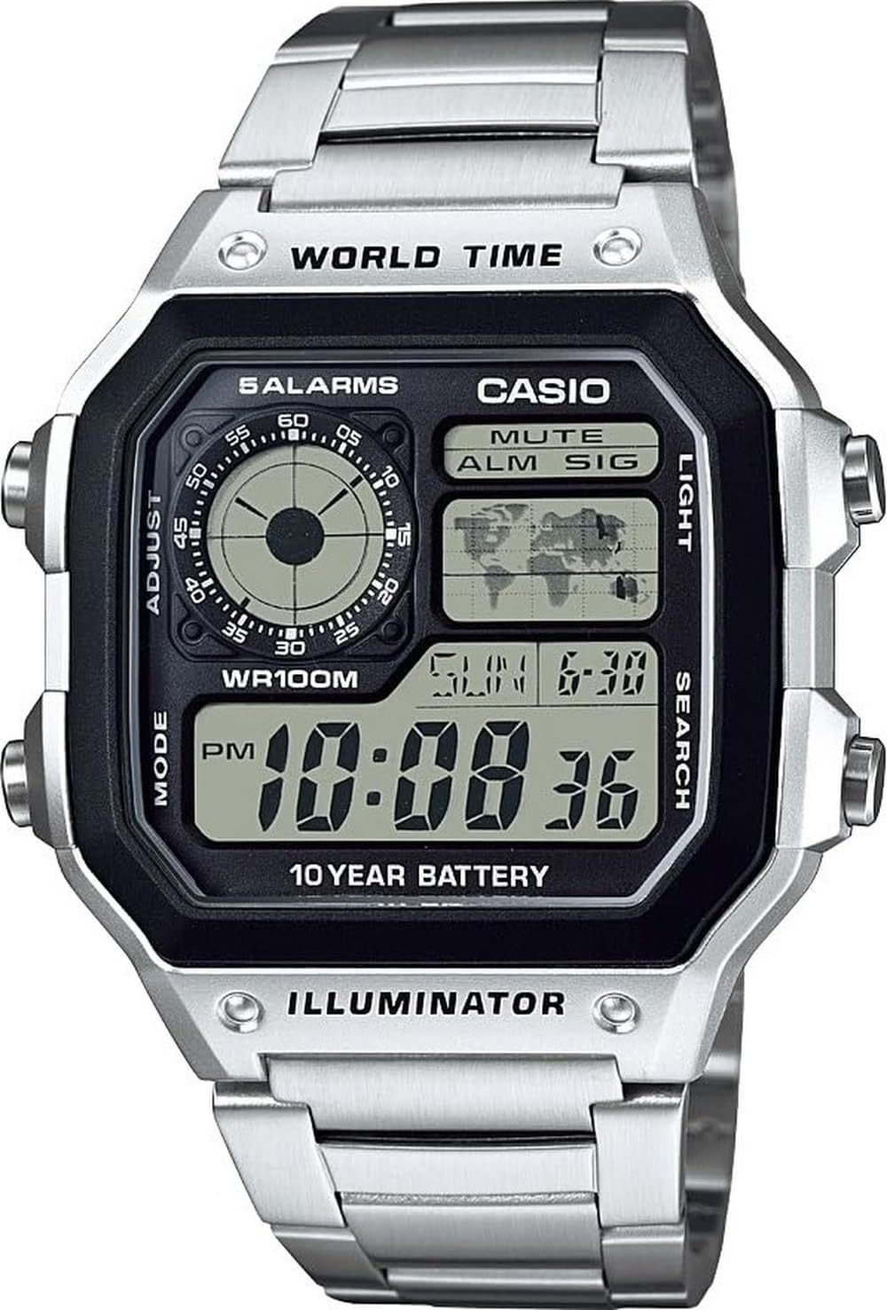 Casio AE1200WH Series | Men’s Digital Watch | 100M WR | Multi Alarms | - View 1
