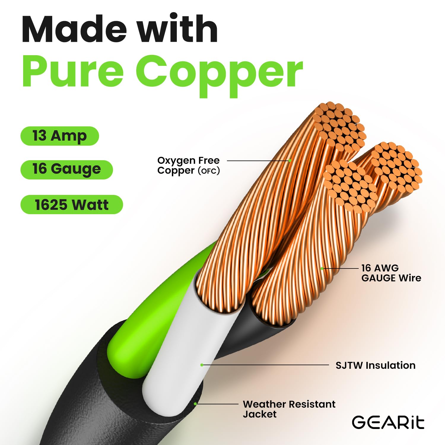 GEARit 100 ft Outdoor Extension Cord 16/3 Gauge SJTW 16 AWG, 3-Pr - GEARit Official Product View 3
