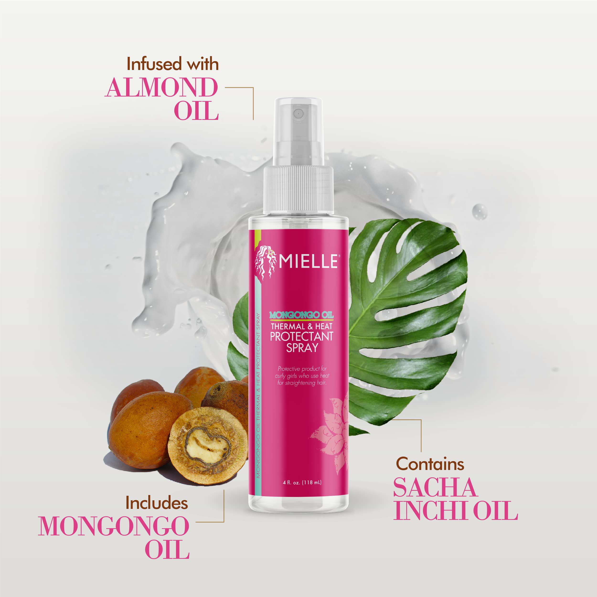Mielle Organics Mongongo Oil Thermal & Heat Protectant Spray, Protects Hair - Mielle Organics Official Product View 4