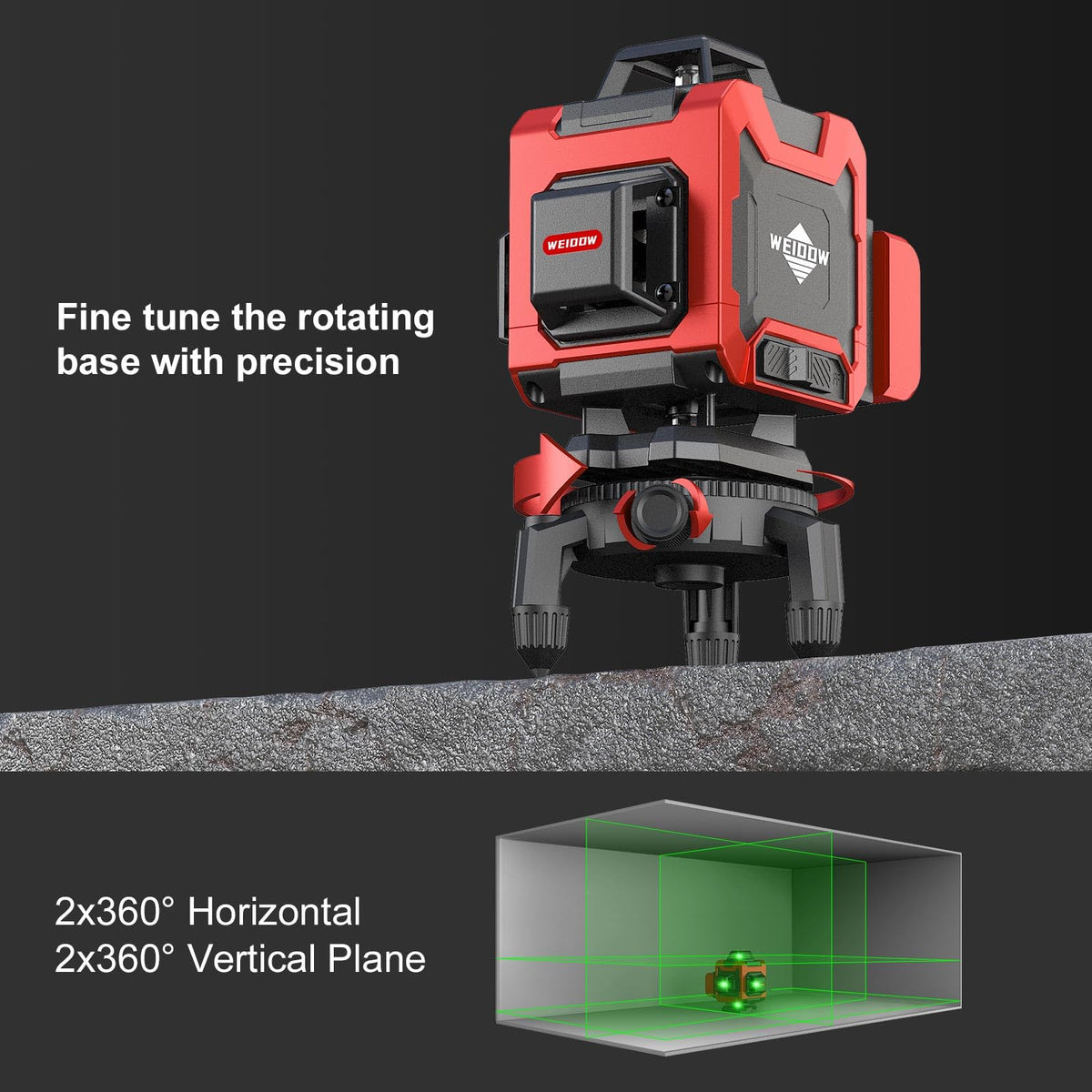 Laser Level 360 Green Cross Line Self Leveling Laser - WEIDDW Official Imagery - 6