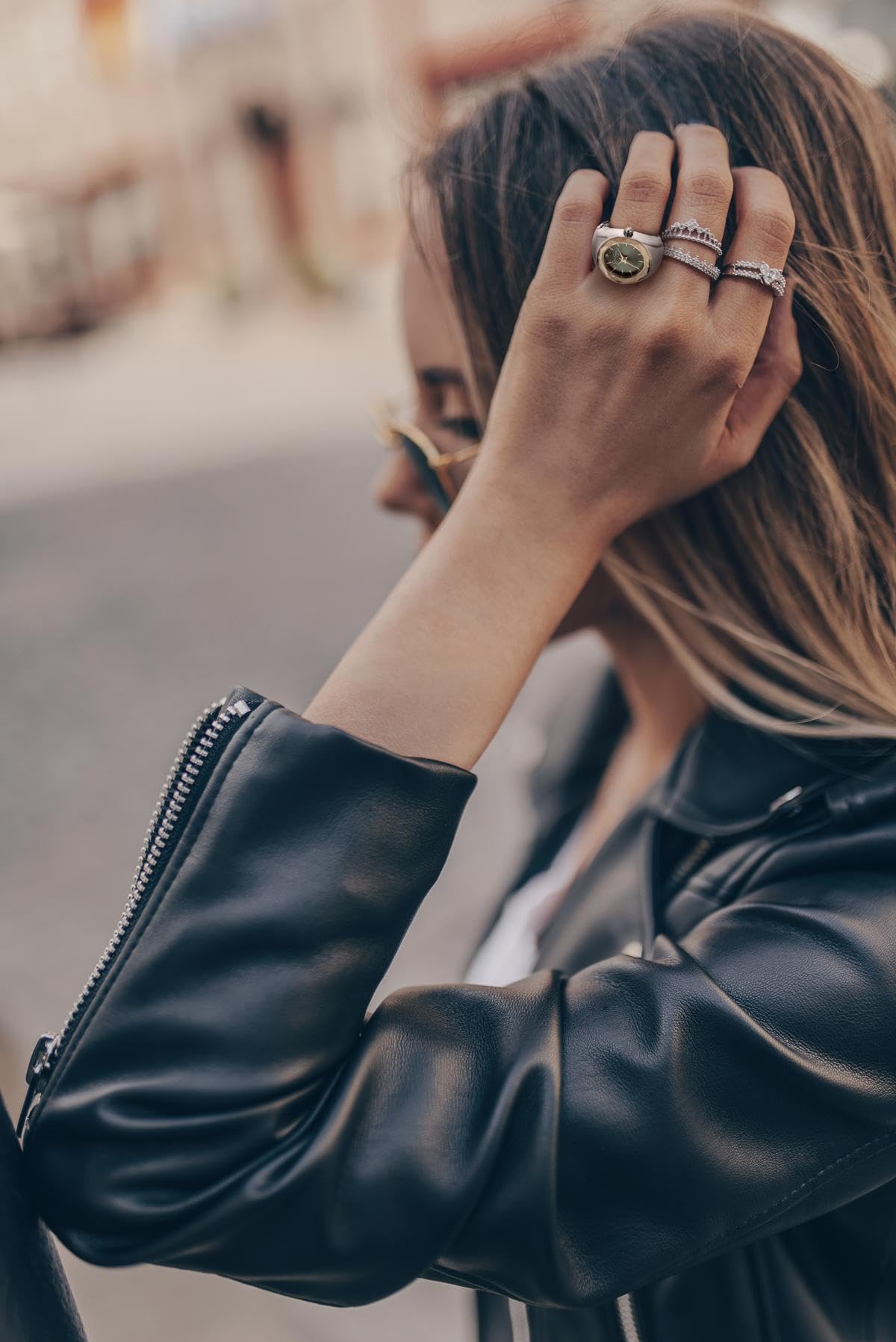 Jessica Simpson Women s Silver Adjustable Ring Watch Faceted - Jessica Simpson Official Imagery - 7