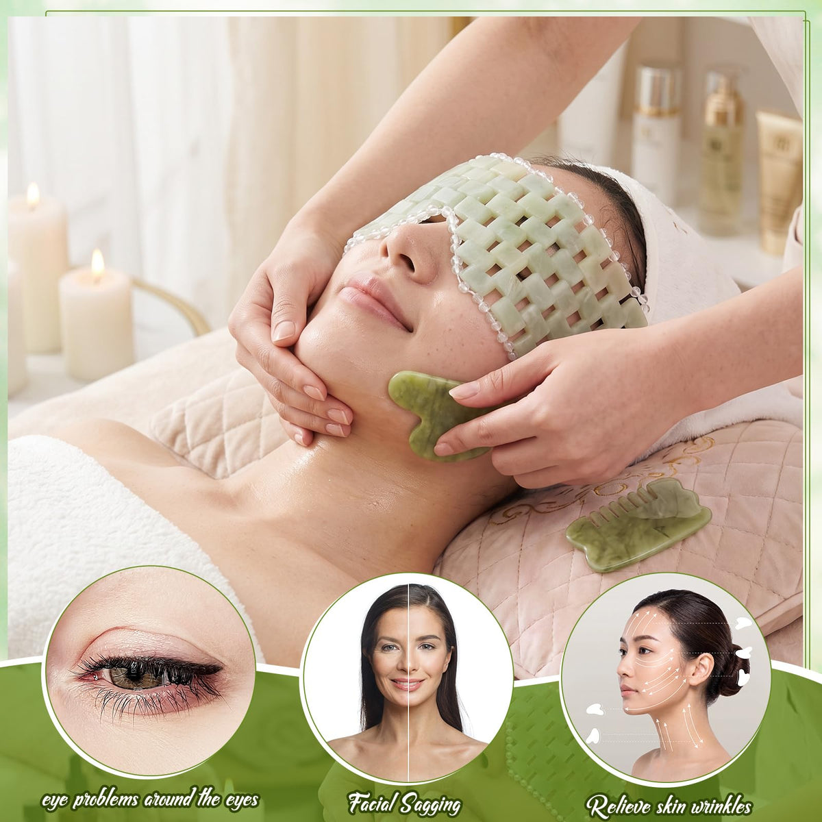 Hushee 11 Pcs Gua Sha Facial Tools Set Light Green - Hushee Official Imagery - 5