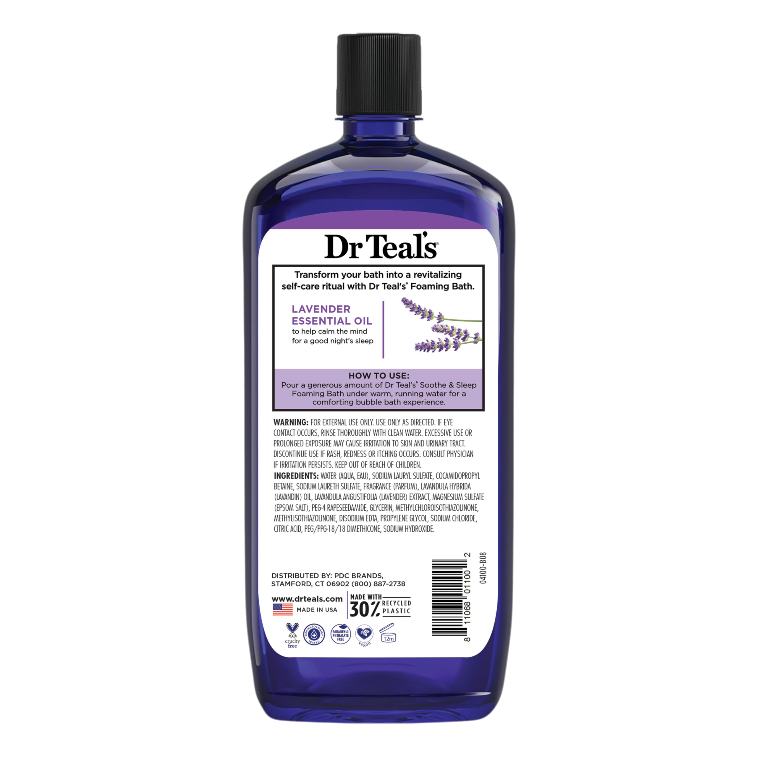 Dr Teal’s Foaming Bath with Pure Epsom Salt, Soothe & Sleep with Lavender, 34 Ounces (Packaging May Vary)