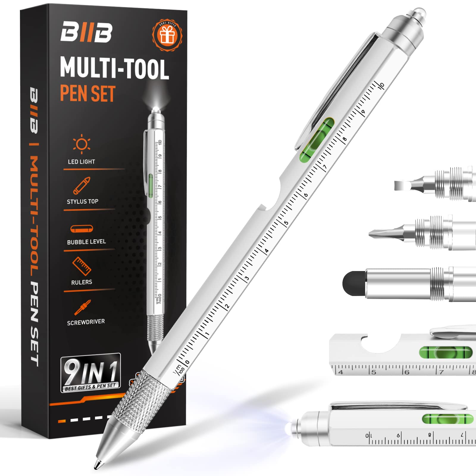 BIIB Gifts for Men 9-in-1 Multitool Pen, Stocking Stuffers for Me by BIIB - Angle View 8