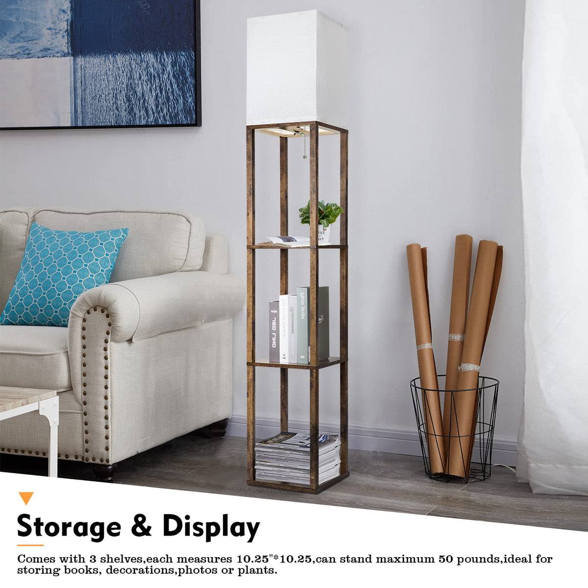 Floor Lamp with Shelves Modern Shelf Lamp for Display - RUNTOP Official Imagery - 4