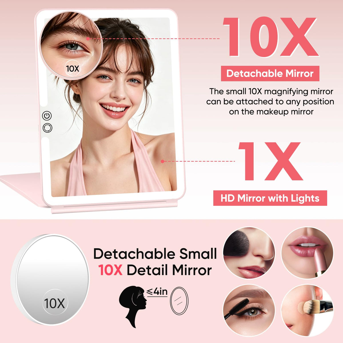 FUNTOUCH 2500mAh Large Rechargeable Travel Makeup Mirror - FUNTOUCH Official Imagery - 4