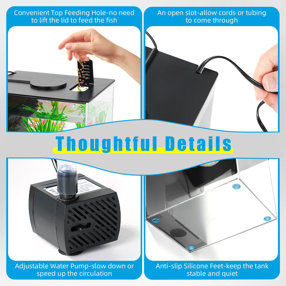 AQUANEAT Fish Tank 1 Gallon Betta Fish Tank Small Aquarium - AQUANEAT Official Imagery - 5