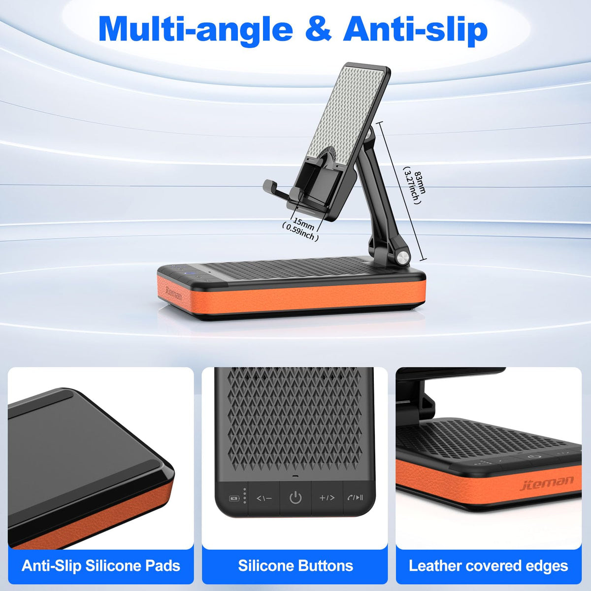 JTEMAN Bluetooth Speaker with Charging Phone Stand Portable - JTEMAN Official Imagery - 6