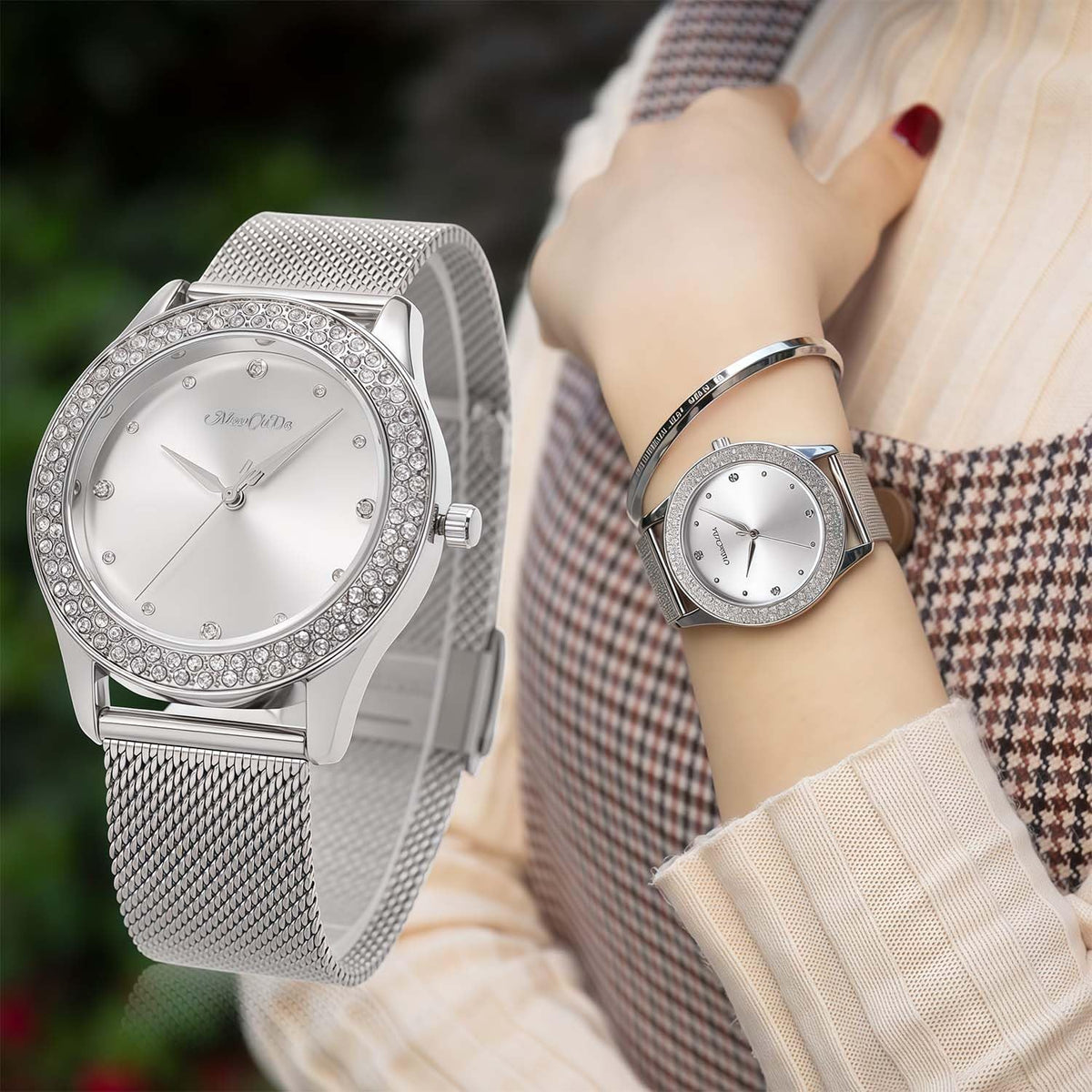 ManChDa Womens Wrist Watch Crystal Case Mesh Stainless Steel - ManChDa Official Imagery - 3