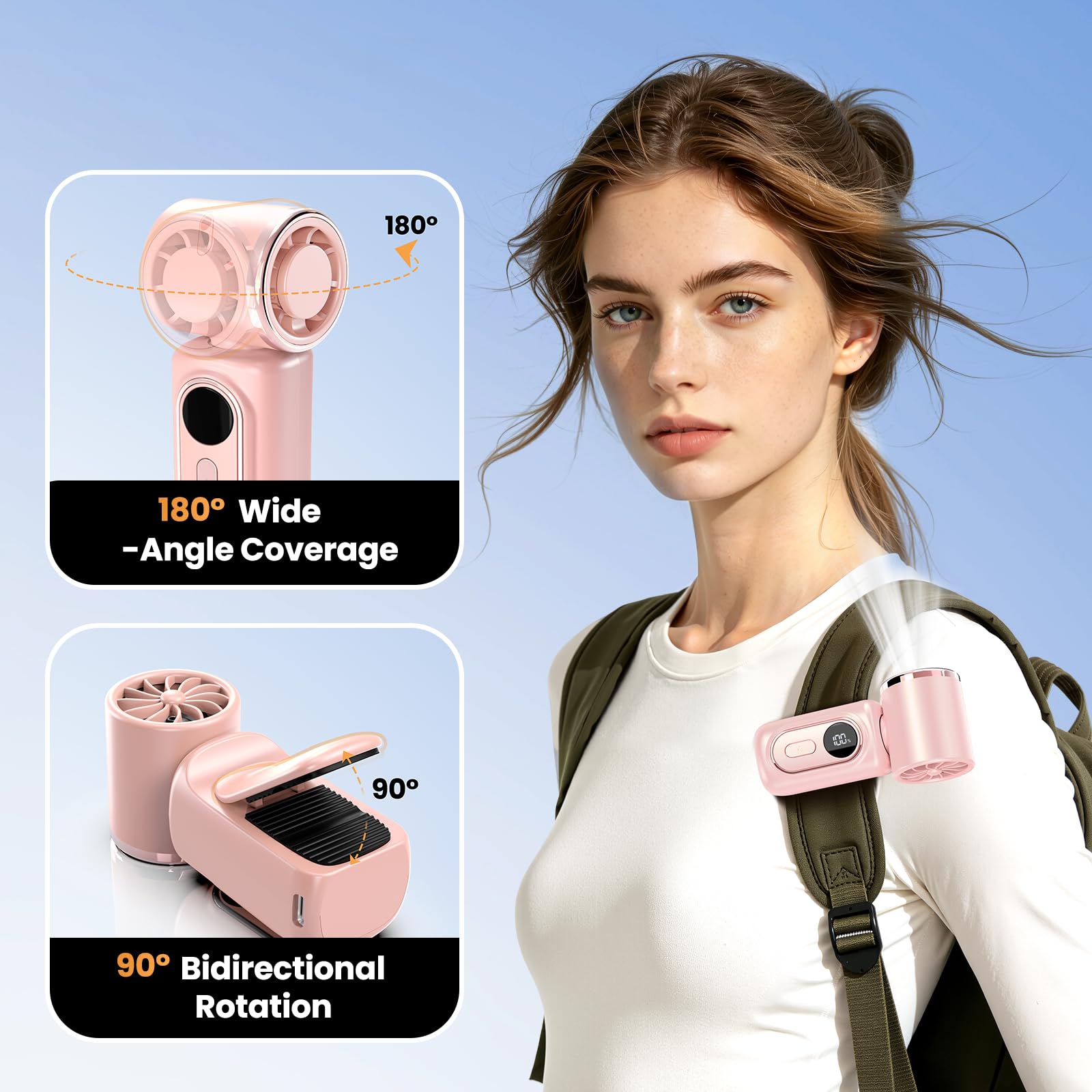 Coolhill Portable handheld Fan Clip-On Mini Fan 3000mAh 5-speed 1 - Coolhill Official Product View 3