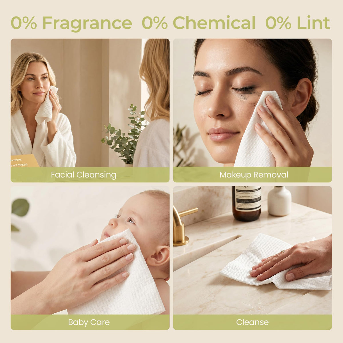 XXL Disposable Face Towel 12x12 Inches Extra Thick Facial - LUMIDOMA Official Imagery - 8