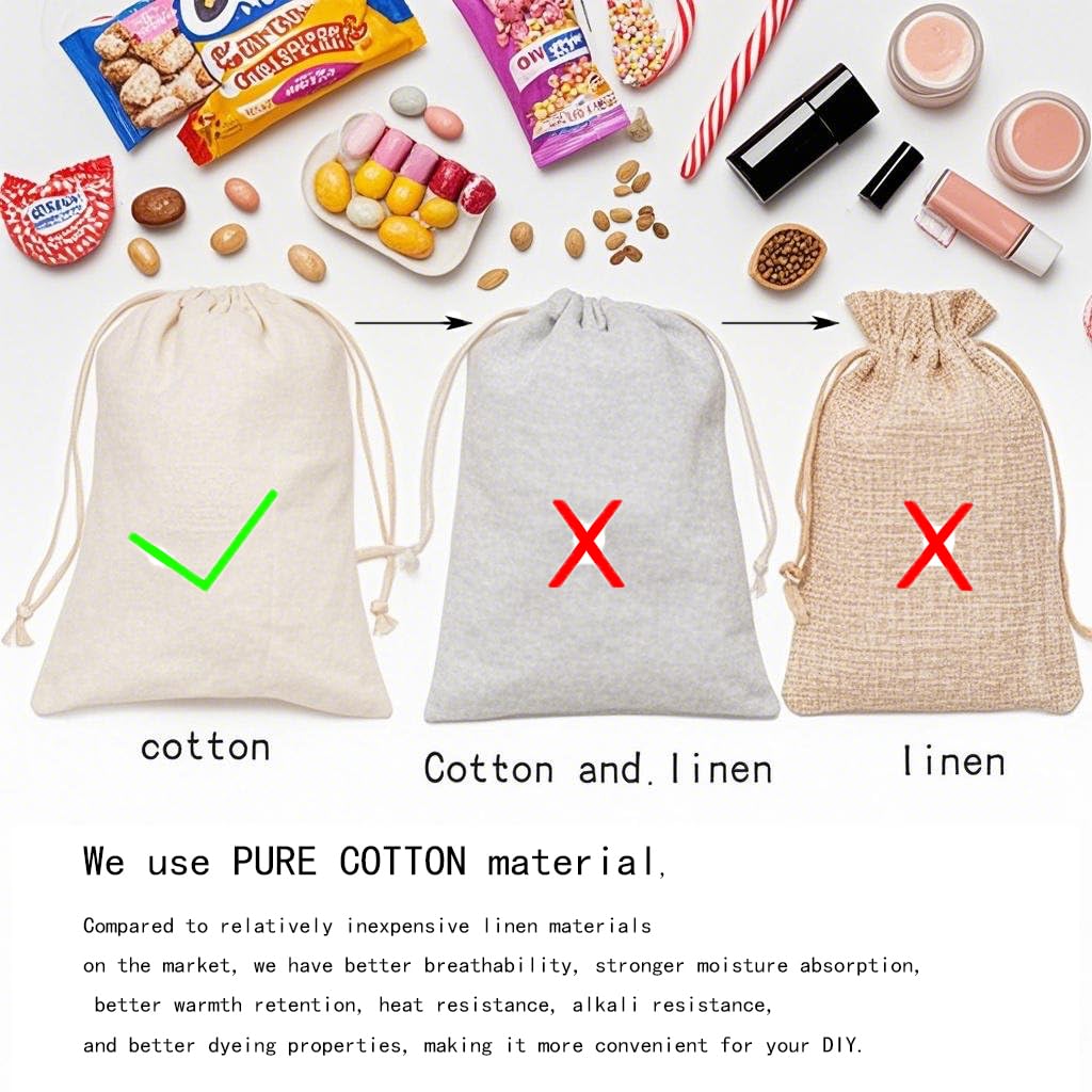 gobyhumm 50 Pcs Cotton Muslin Drawstring Sachet Pouch Bags 6 - gobyhumm Official Imagery - 4