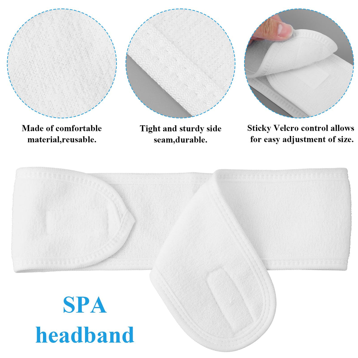 30 Pcs Spa Facial Headband Set Premium Cotton Esthetician - AojSup Official Imagery - 4