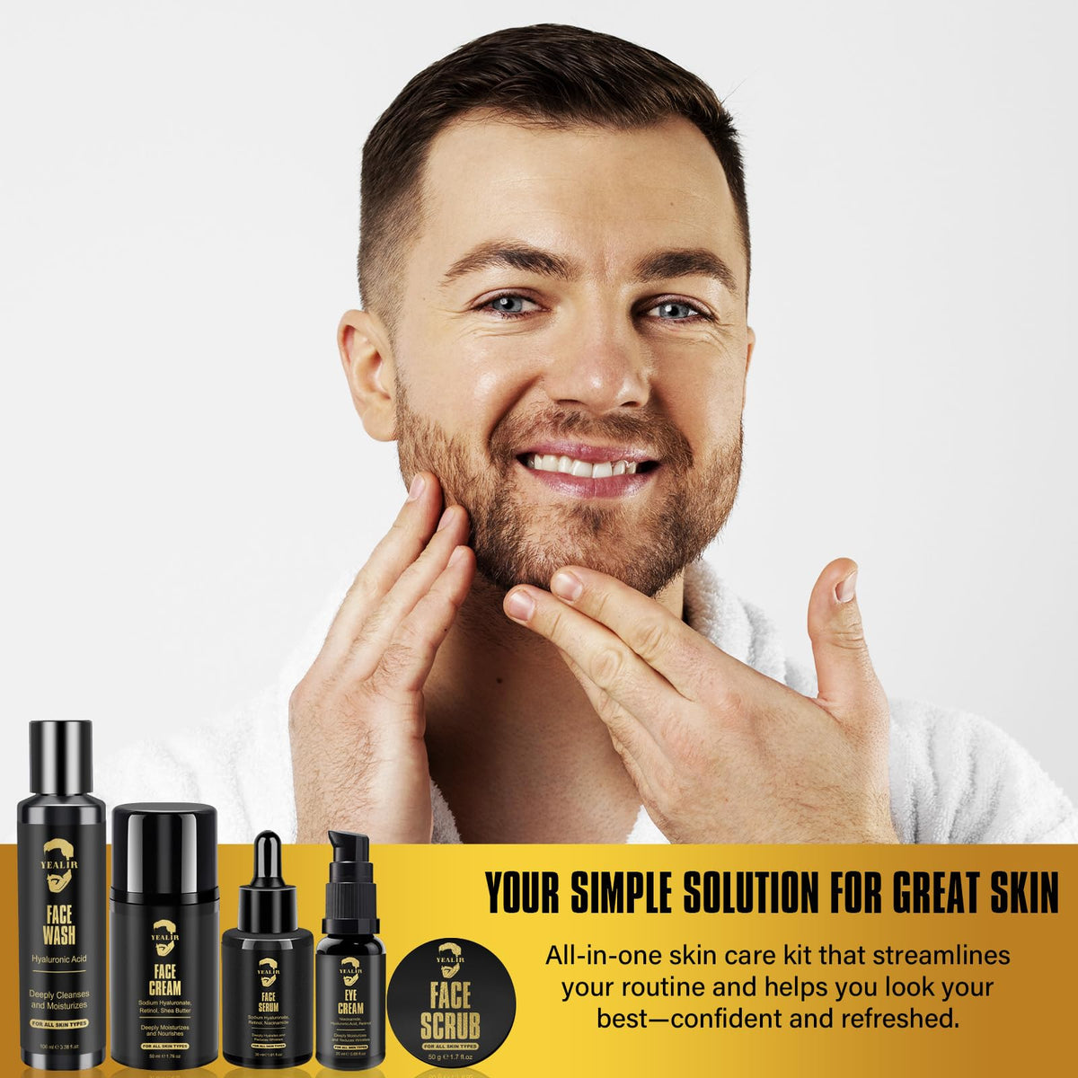 Mens Facial Skin Care Gift Set for Anti Aging Hydration Face - YEALIR Official Imagery - 7