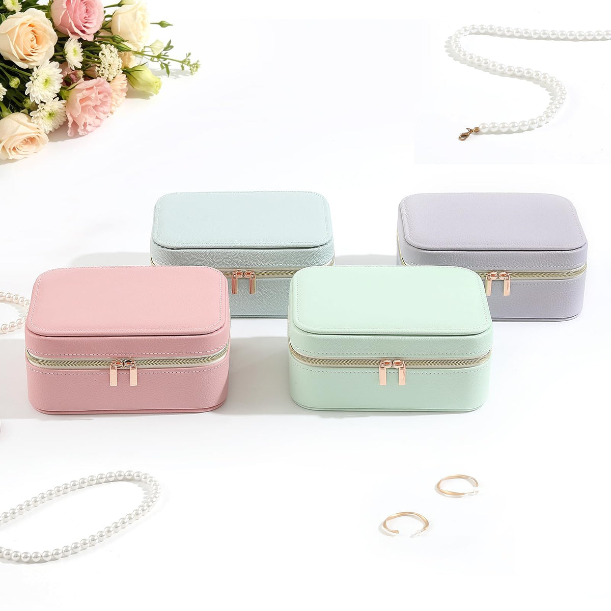Genuine Leather Travel Jewelry Organizer Case with 6 Zipper - NGVRC Official Imagery - 7