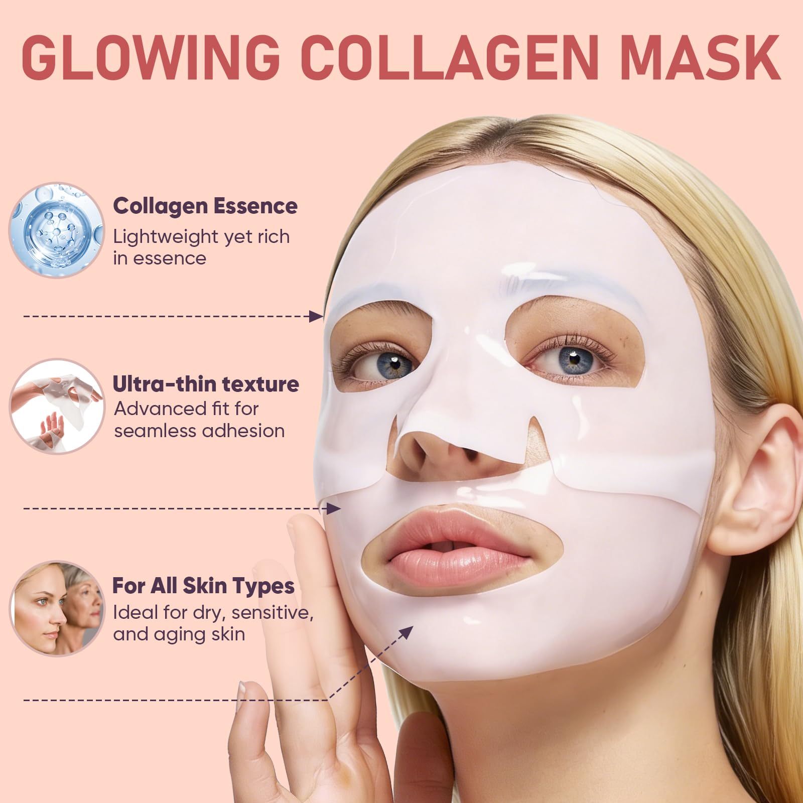 Bio-Collagen Facial Mask 8 EA, Hydrating &amp; Soothing Hydrogel - TEAWOO