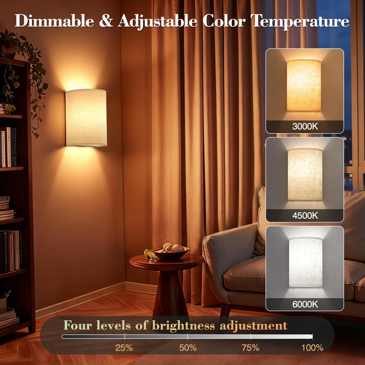 Battery Operated Rechargeable Wall Sconce Set of Two with - Yunaking Official Imagery - 4