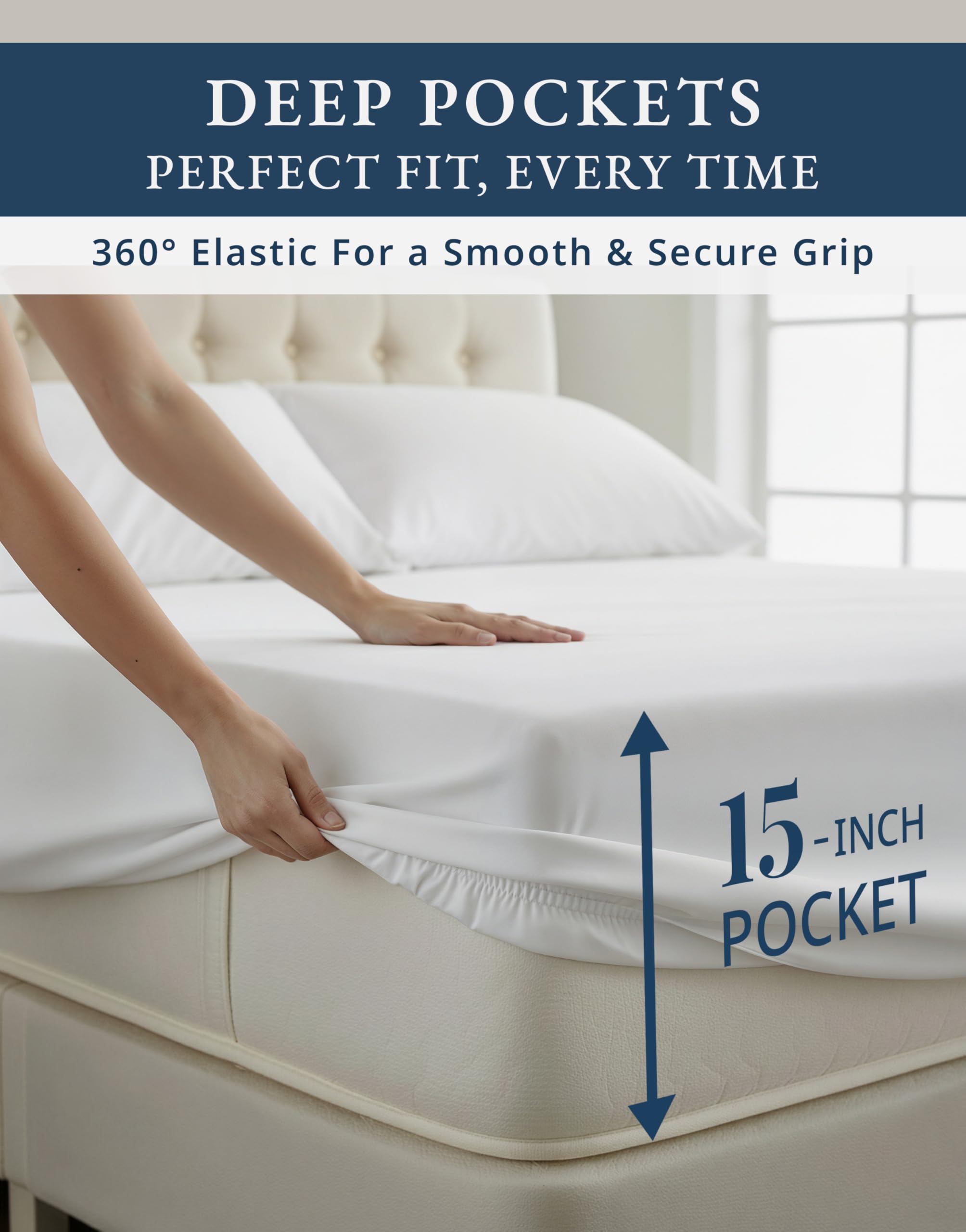 LANE LINEN 100% Egyptian Cotton Sheets Queen Size Sateen Weave - - LANE LINEN Official Product View 6