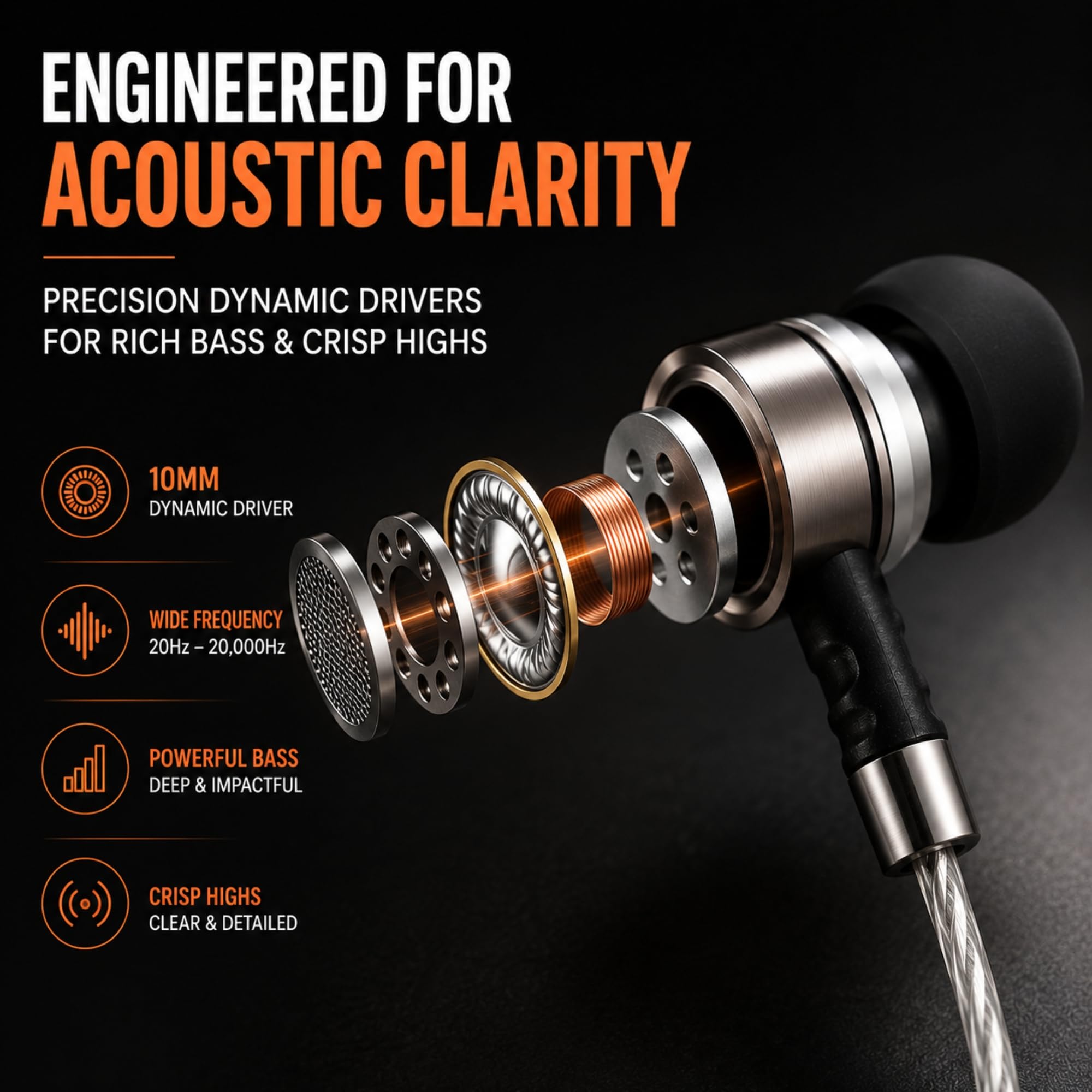 Sephia SP3060 wired in-ear headphones with black earbuds and inline microphone for clear audio and comfortable fit.