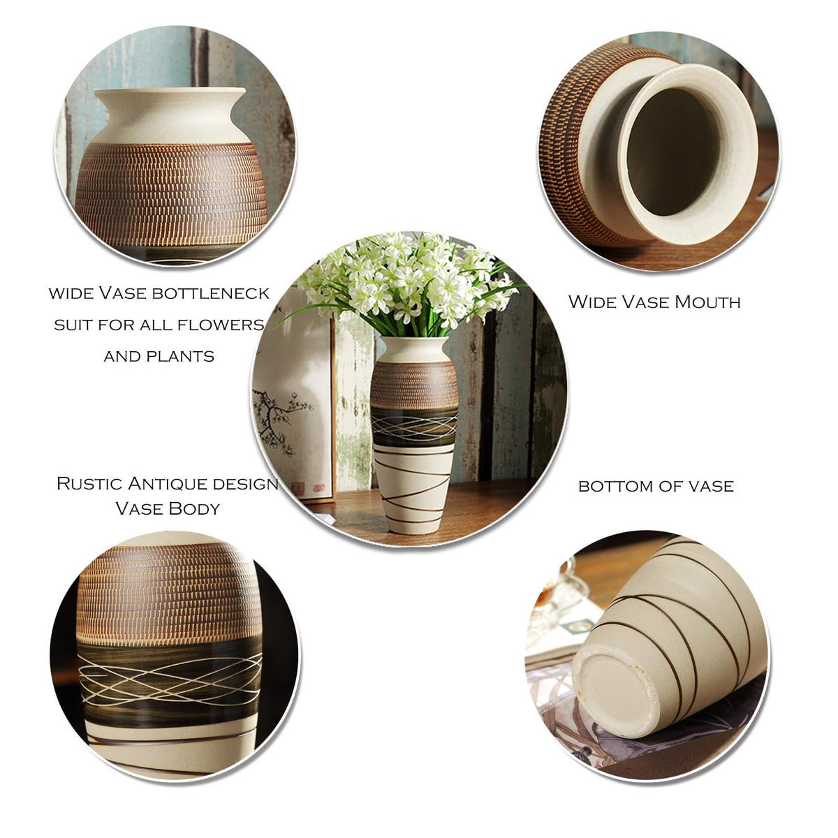 12 6 Tall Vintage Ceramic Rustic Farmhouse Vase - HUBUISH Official Imagery - 8