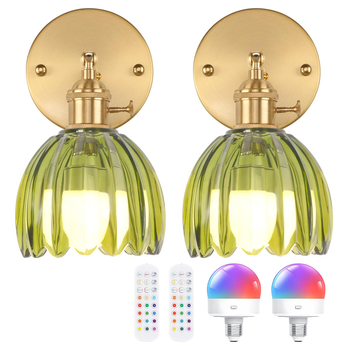 Shenmoyl Vintage Battery Operated Wall Sconce with Green - Shenmoyl Official Imagery - 2
