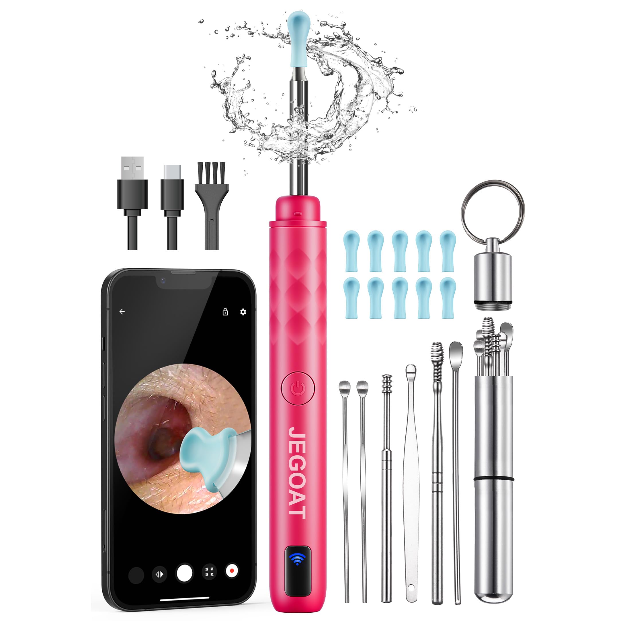 JEGOAT Ear Wax Removal Tool Camera, 1296P HD Otoscope with 6 LED Light - View 10