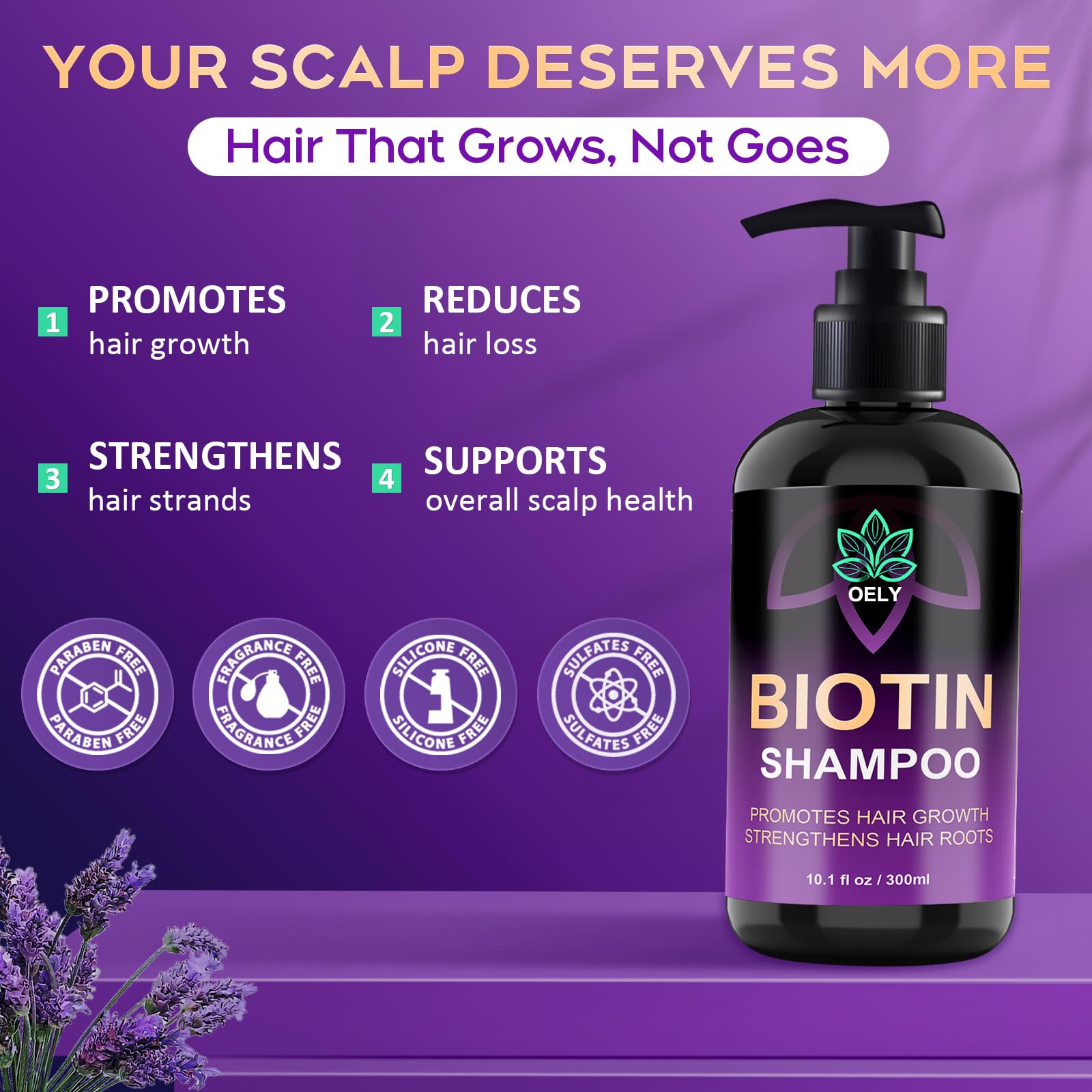 Biotin Hair Growth Shampoo Hair Loss Shampoo for Thinning - oely Official Imagery - 7