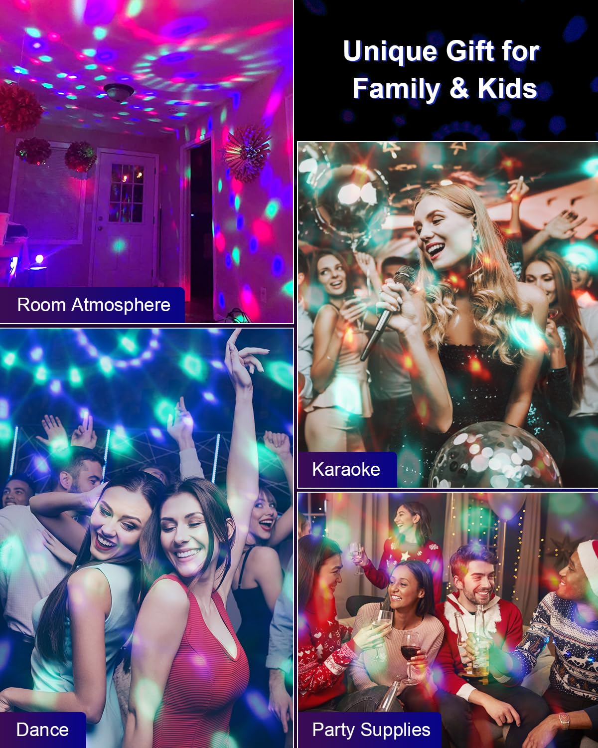 Luditek 4 Pack Sound Activated Party Lights with Remote - Luditek Official Imagery - 8