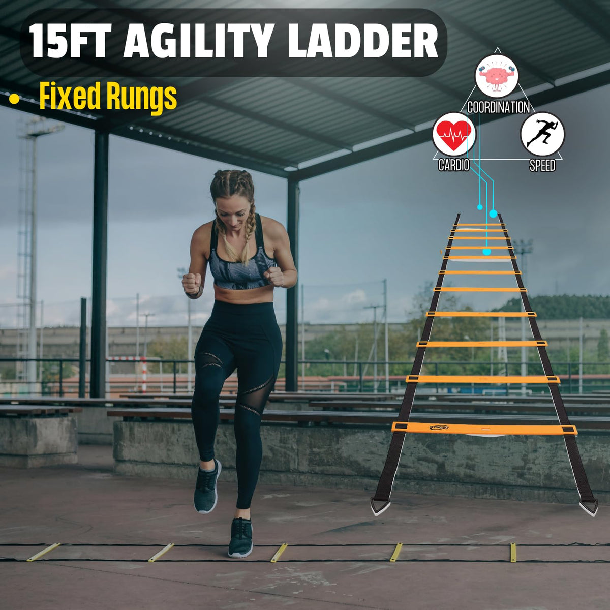 Agility Ladder Full Training Equipment Set Improves - Invincible Fitness Official Imagery - 3